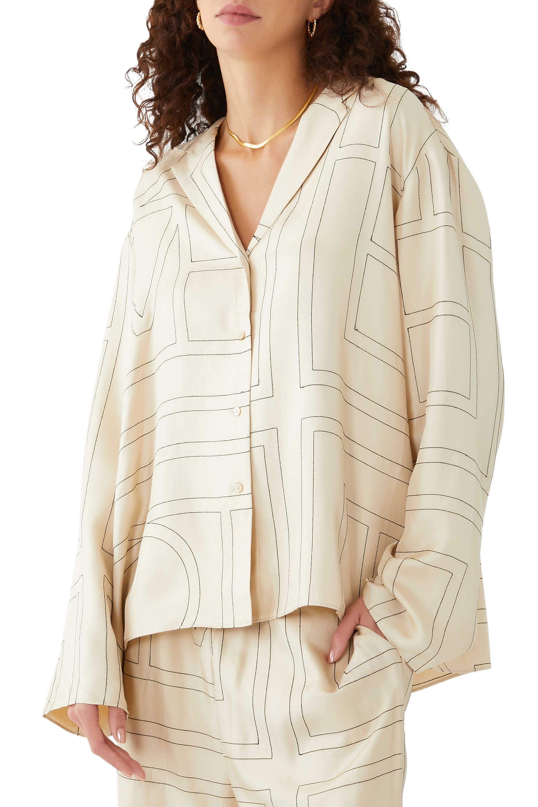 Monogram Silk Pajama Top