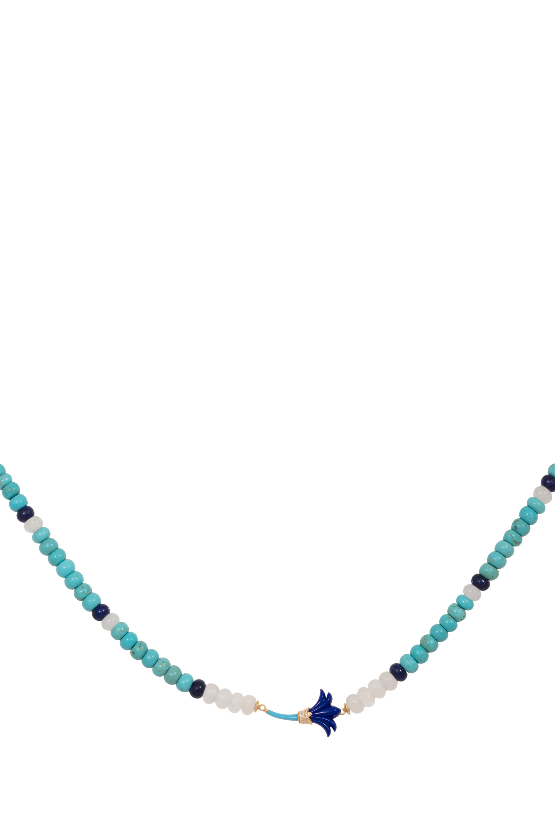 Beaded Psychedeliah Necklace, 18K Yellow Gold, Beads & White Diamonds