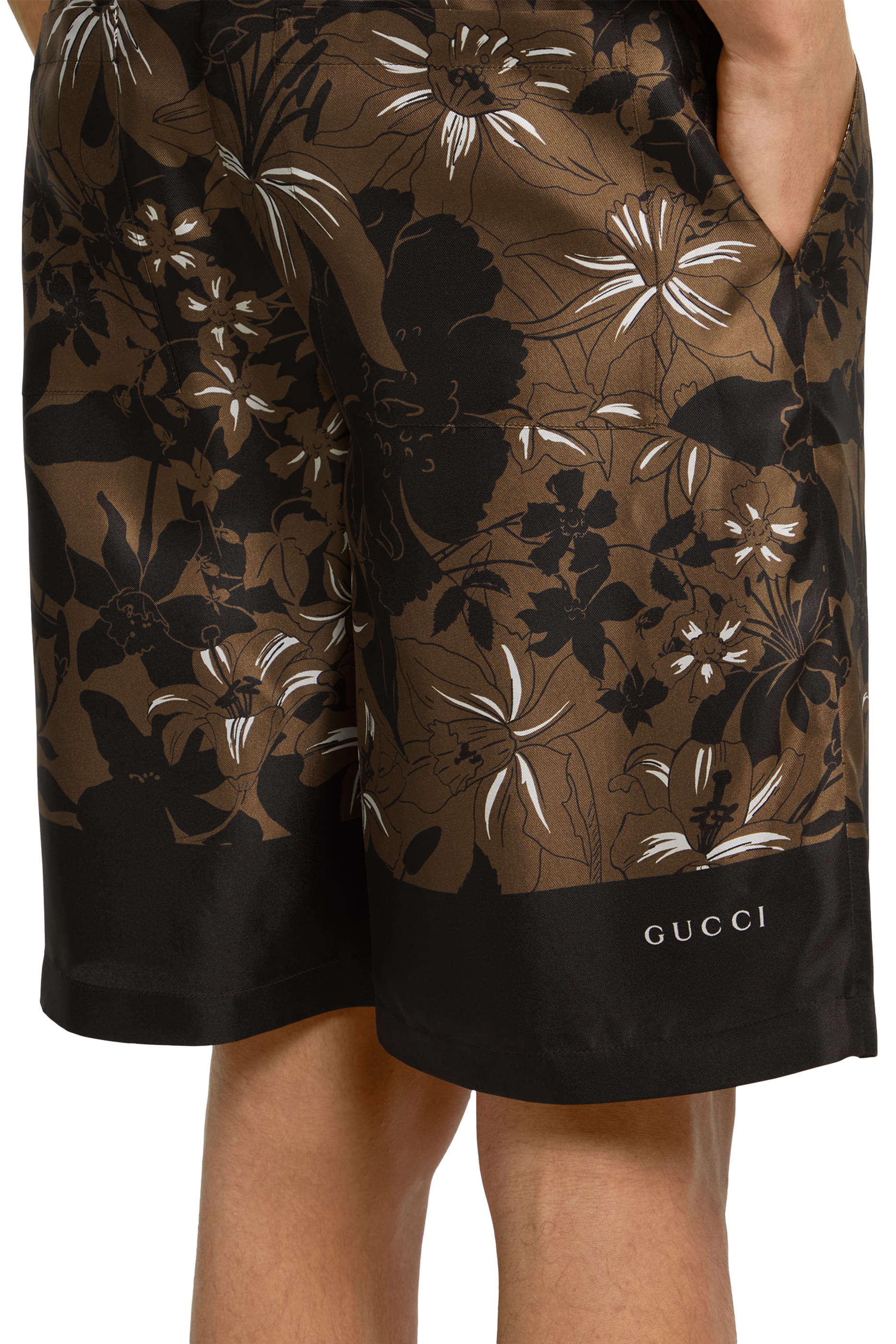 Printed Silk Twill Shorts