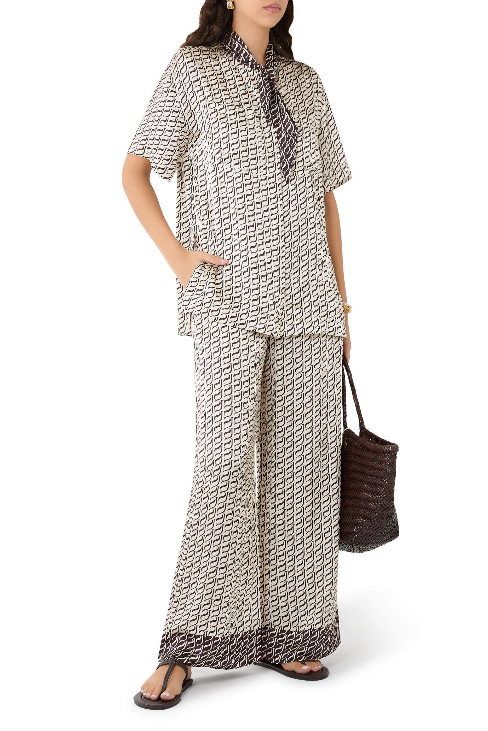  Monogram Silk Contrast Pants