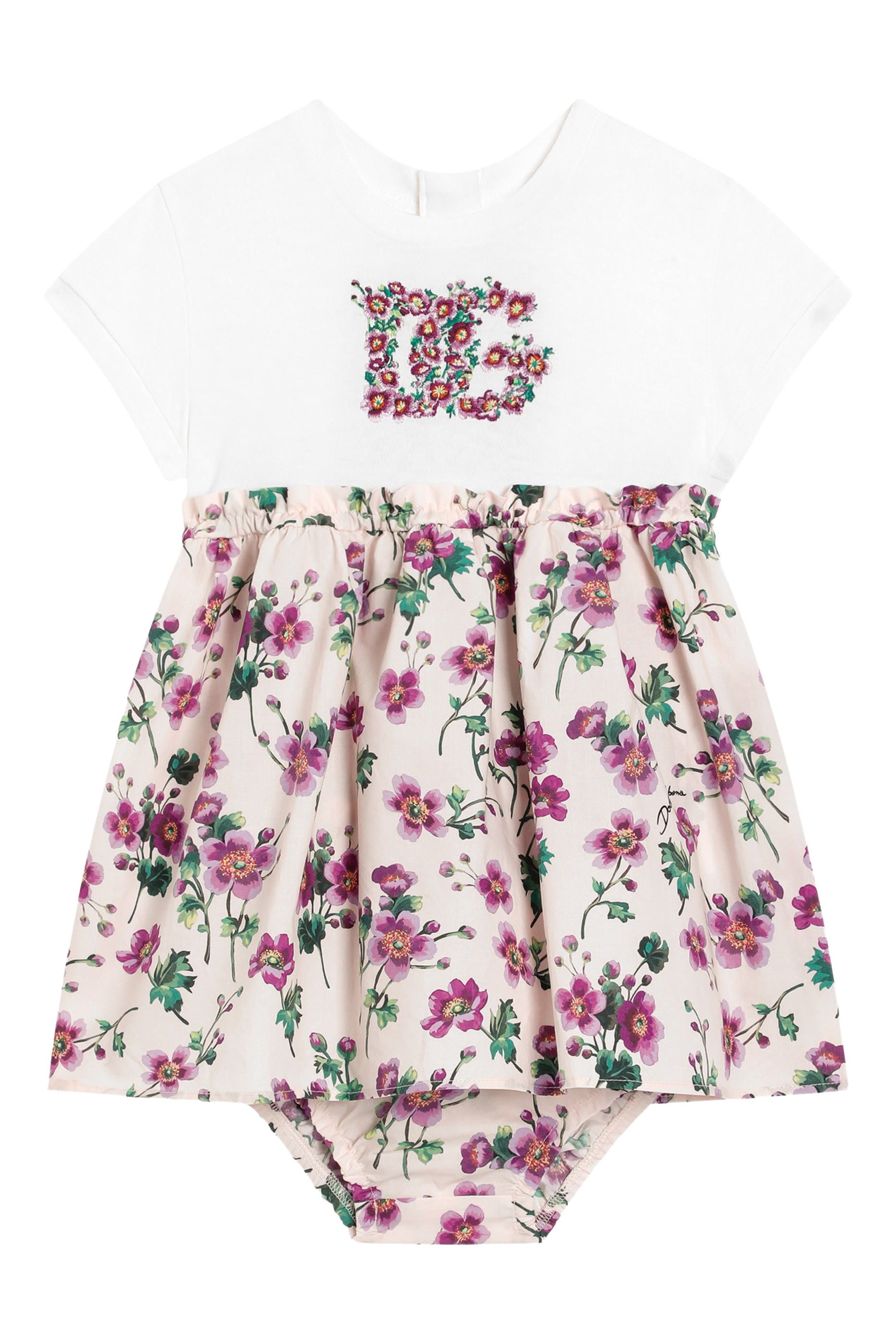 Kids DG Logo Jersey and Poplin Dress