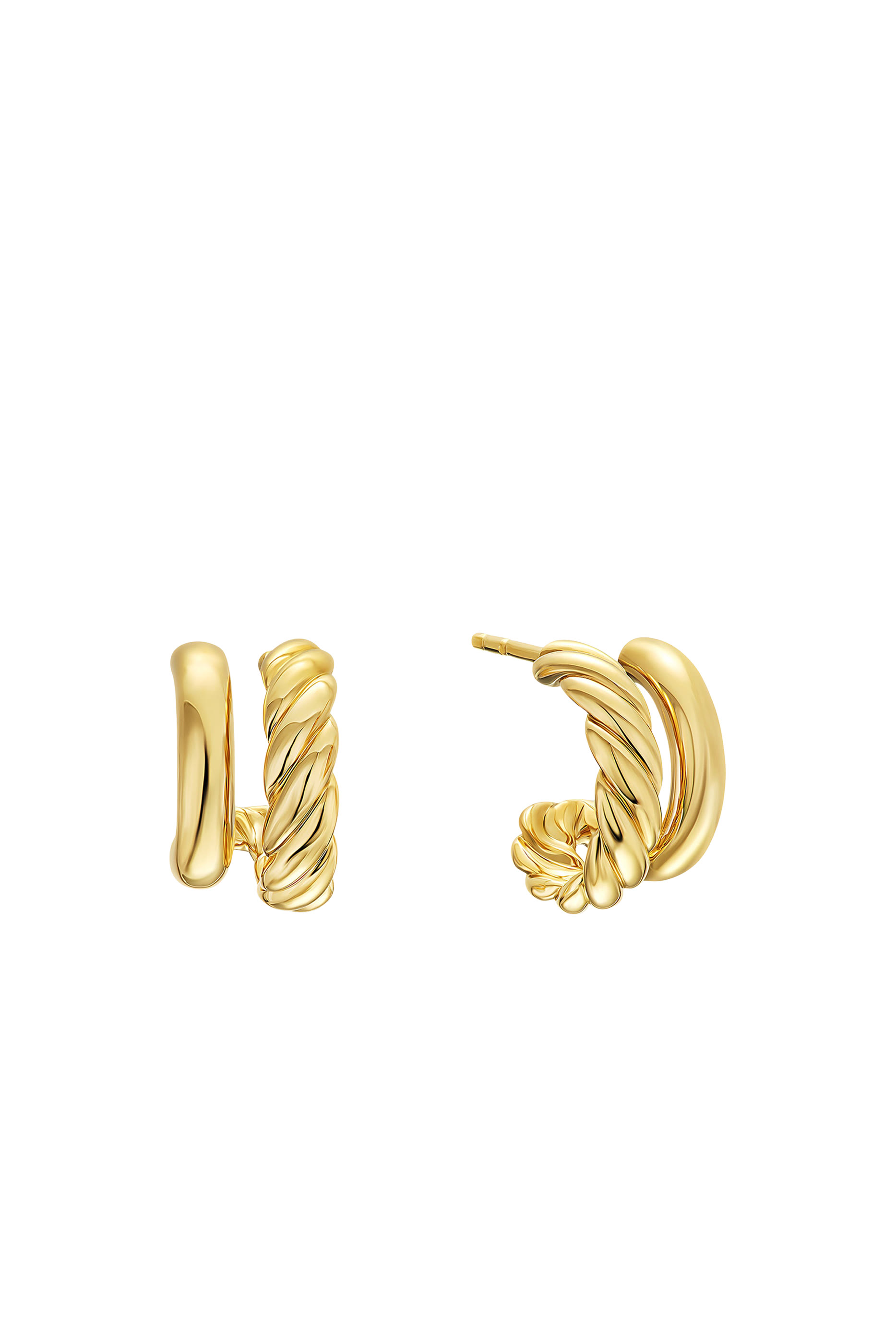 DY Mercer&reg; Double Hoop Huggie Earrings, 18K Yellow Gold