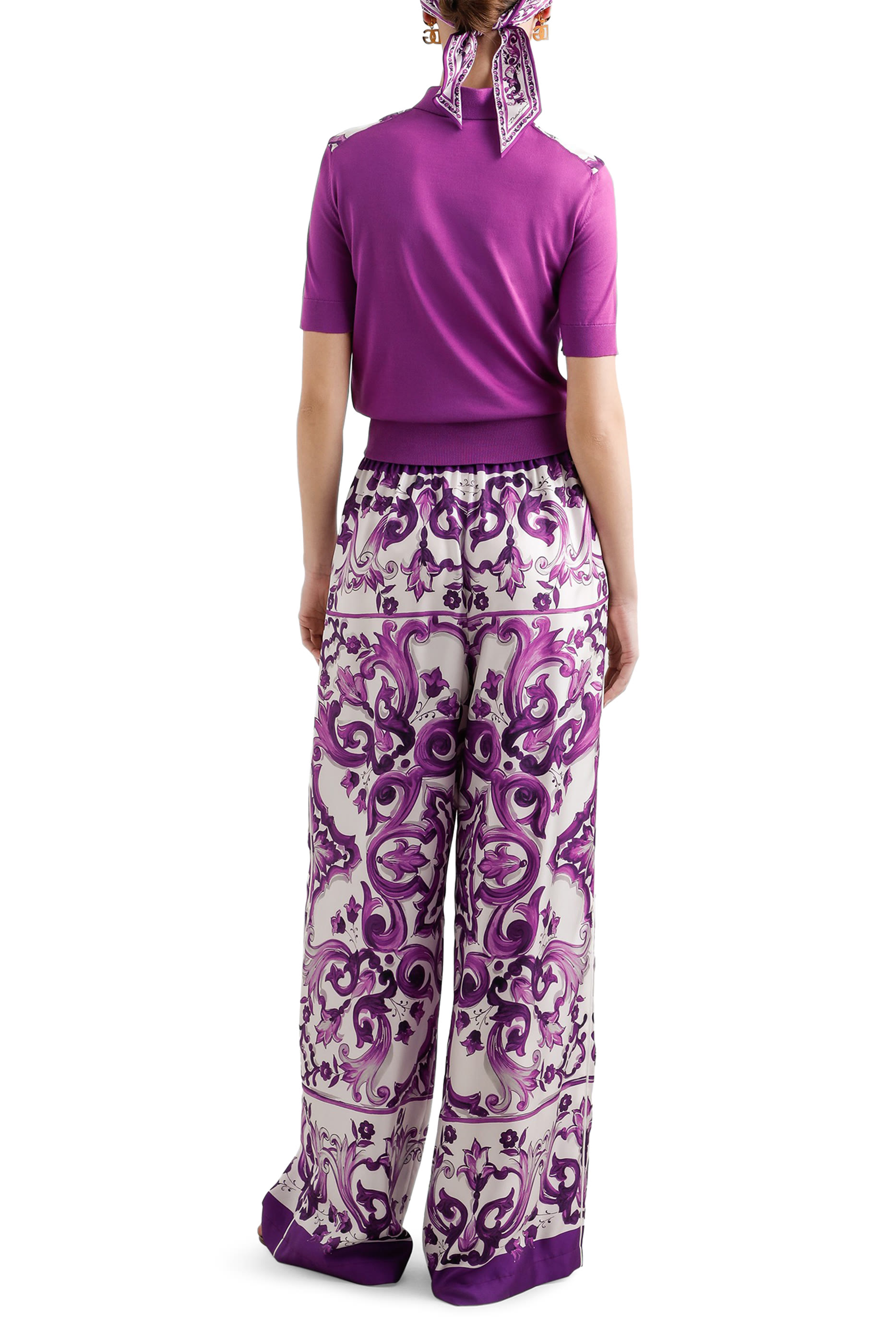Majolica-Print Wide-Leg Pants