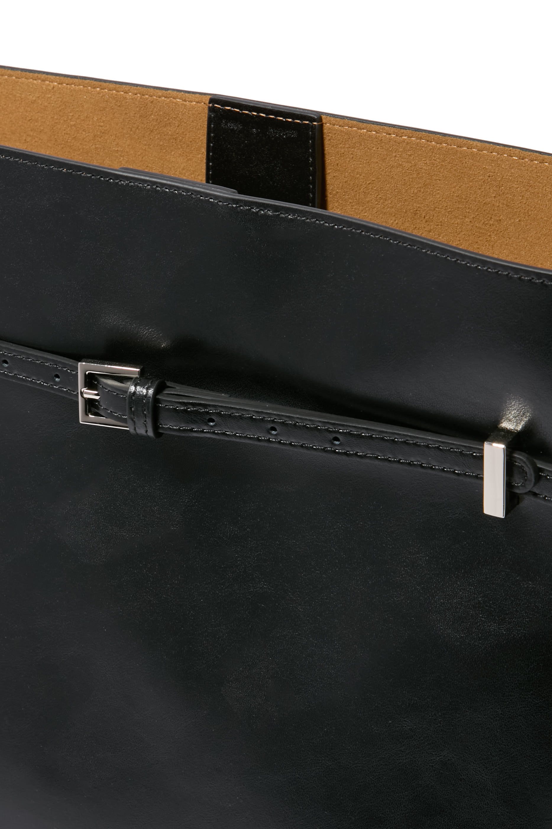 Belted Leather Tote Bag 