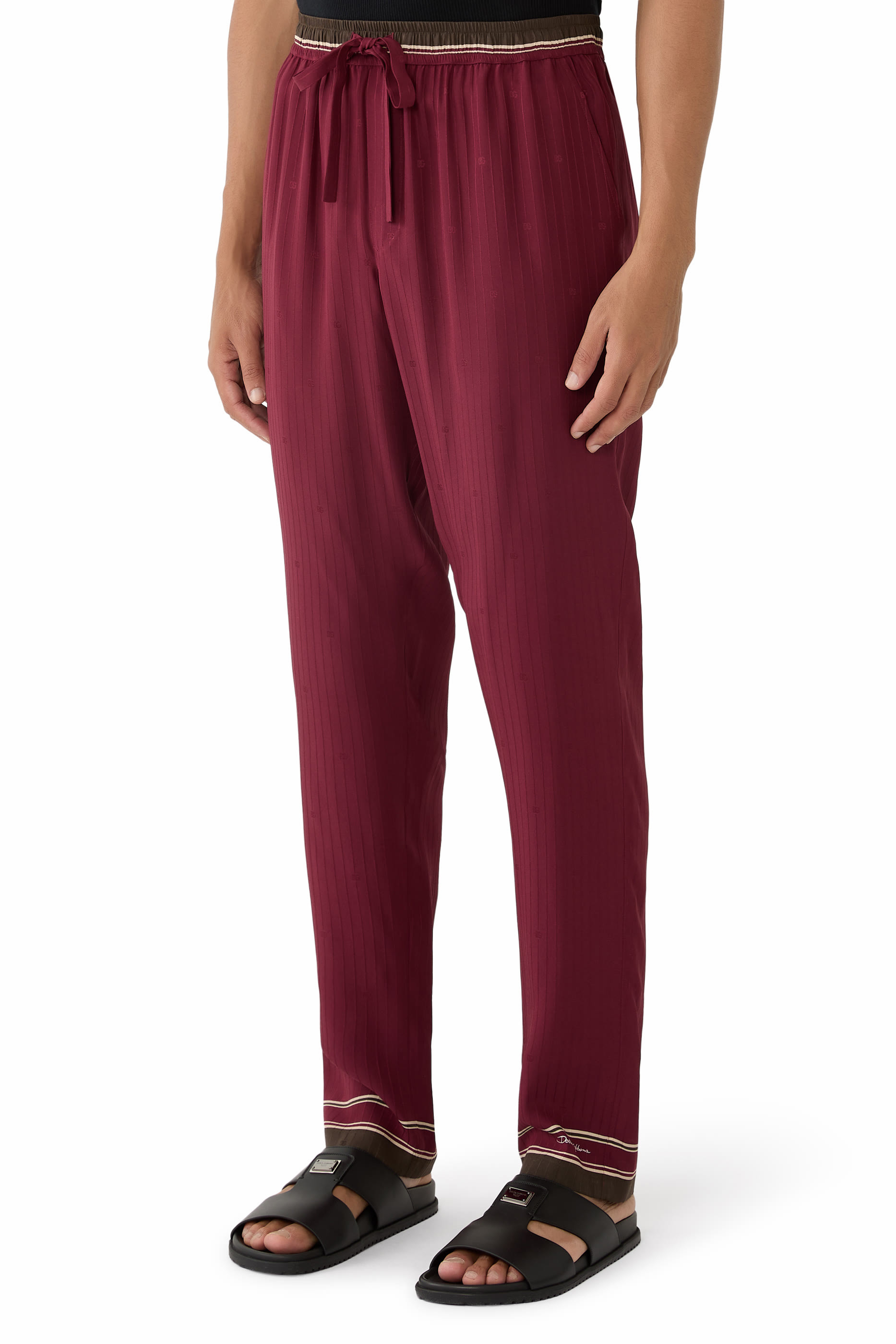 Logo-Print Striped Jacquard Trousers