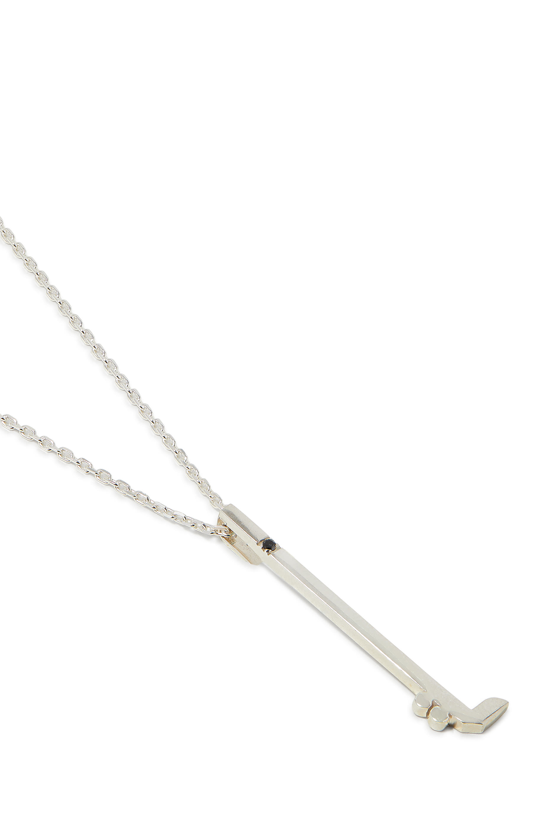 Arabic Letter "Ein" Diamond Pendant Necklace, Sterling Silver & Diamond