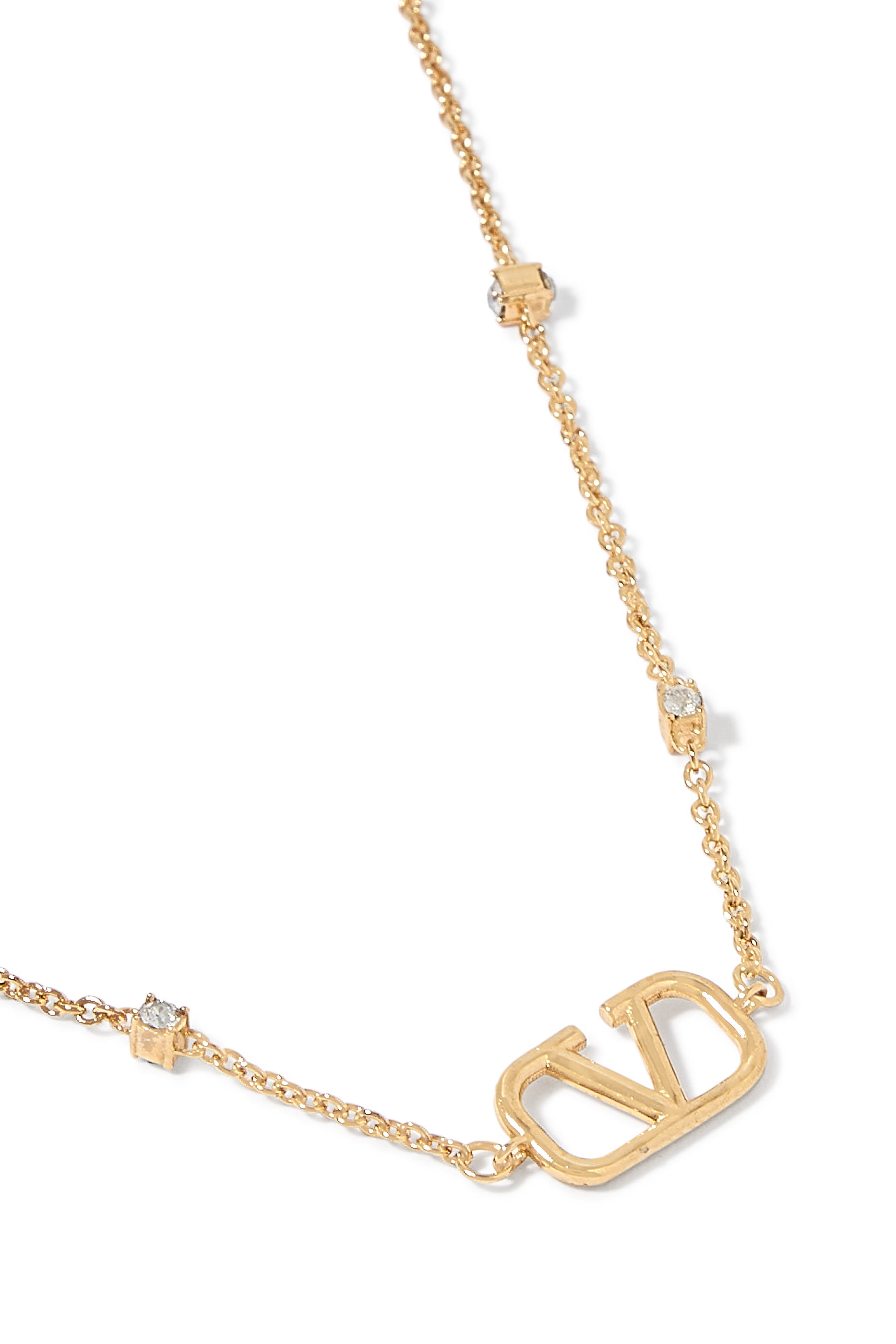 Mini Vlogo Signature Necklace in Metal and Swarovski&reg; Crystals