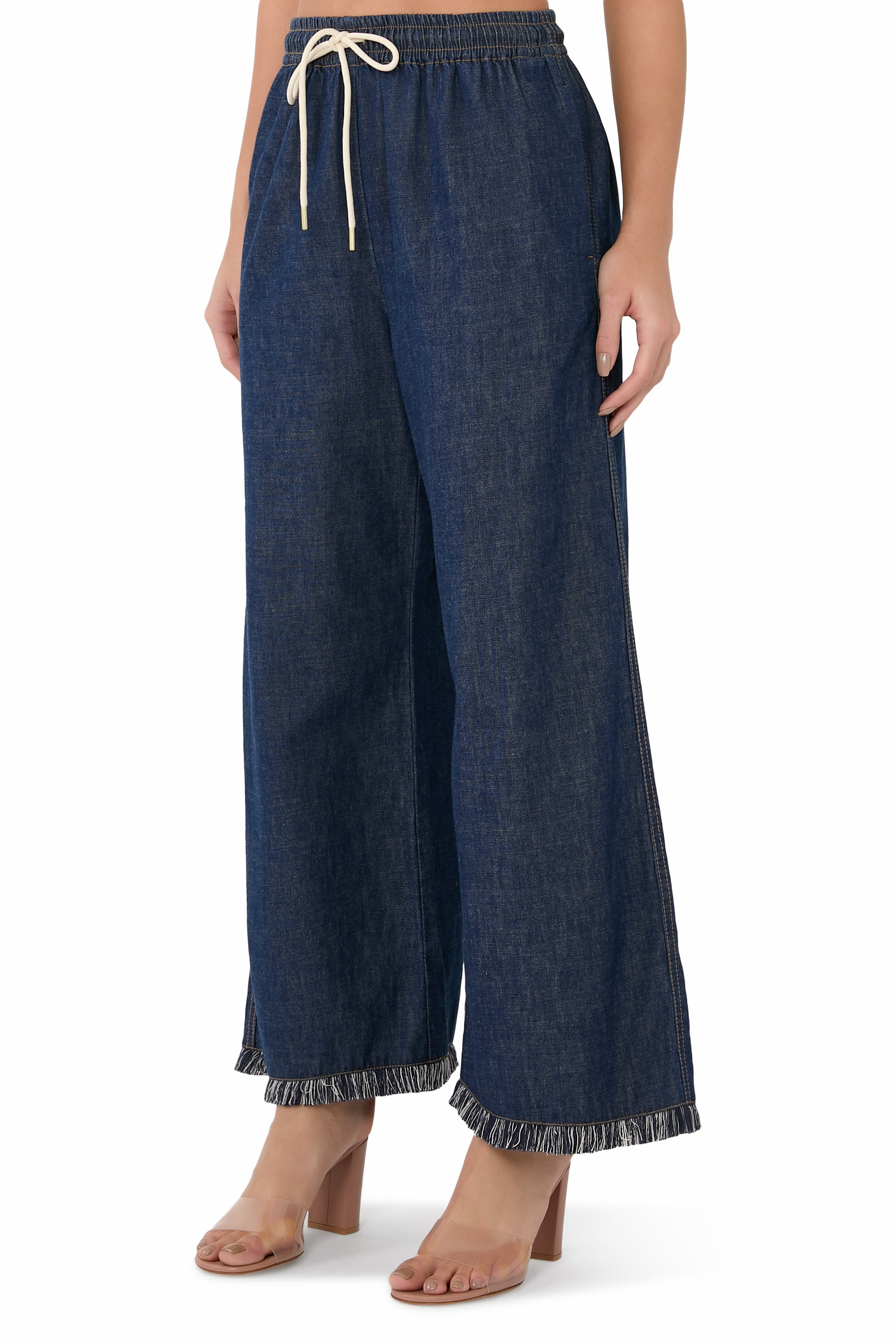 Rhiannon Fringed Denim Wide-Leg Jeans