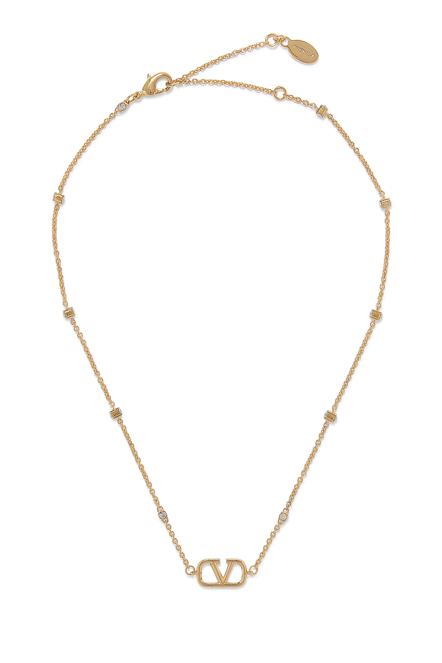 Mini Vlogo Signature Necklace in Metal and Swarovski&reg; Crystals