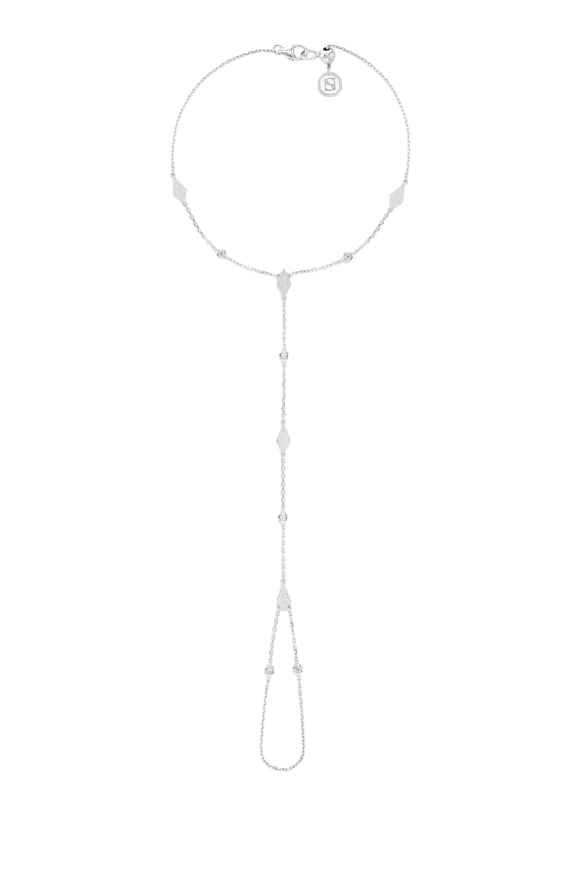  Morocco Sandblast Hand Chain, 18K White Gold & Diamonds