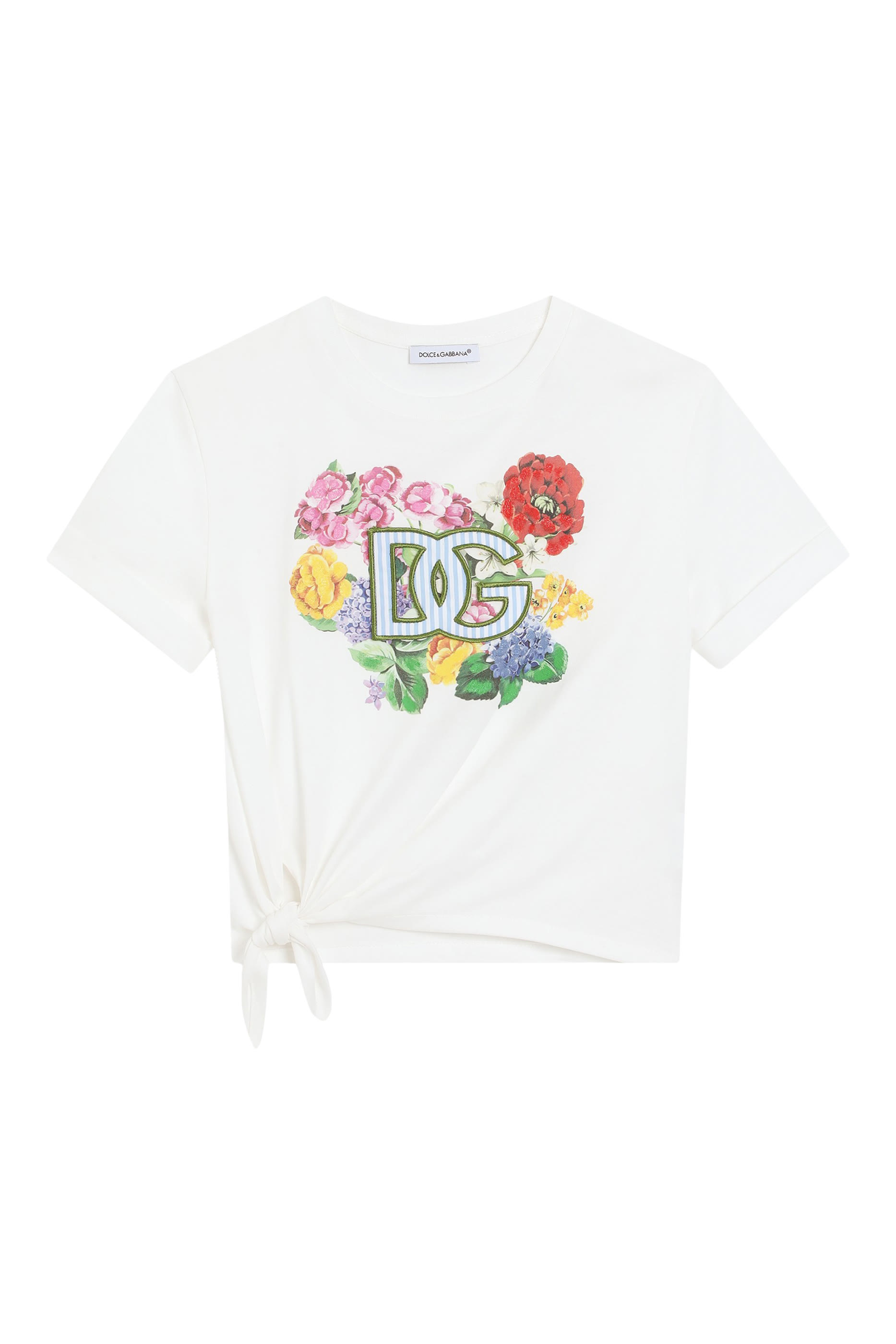 Kids Jersey T-Shirt with Flowers and DG Logo