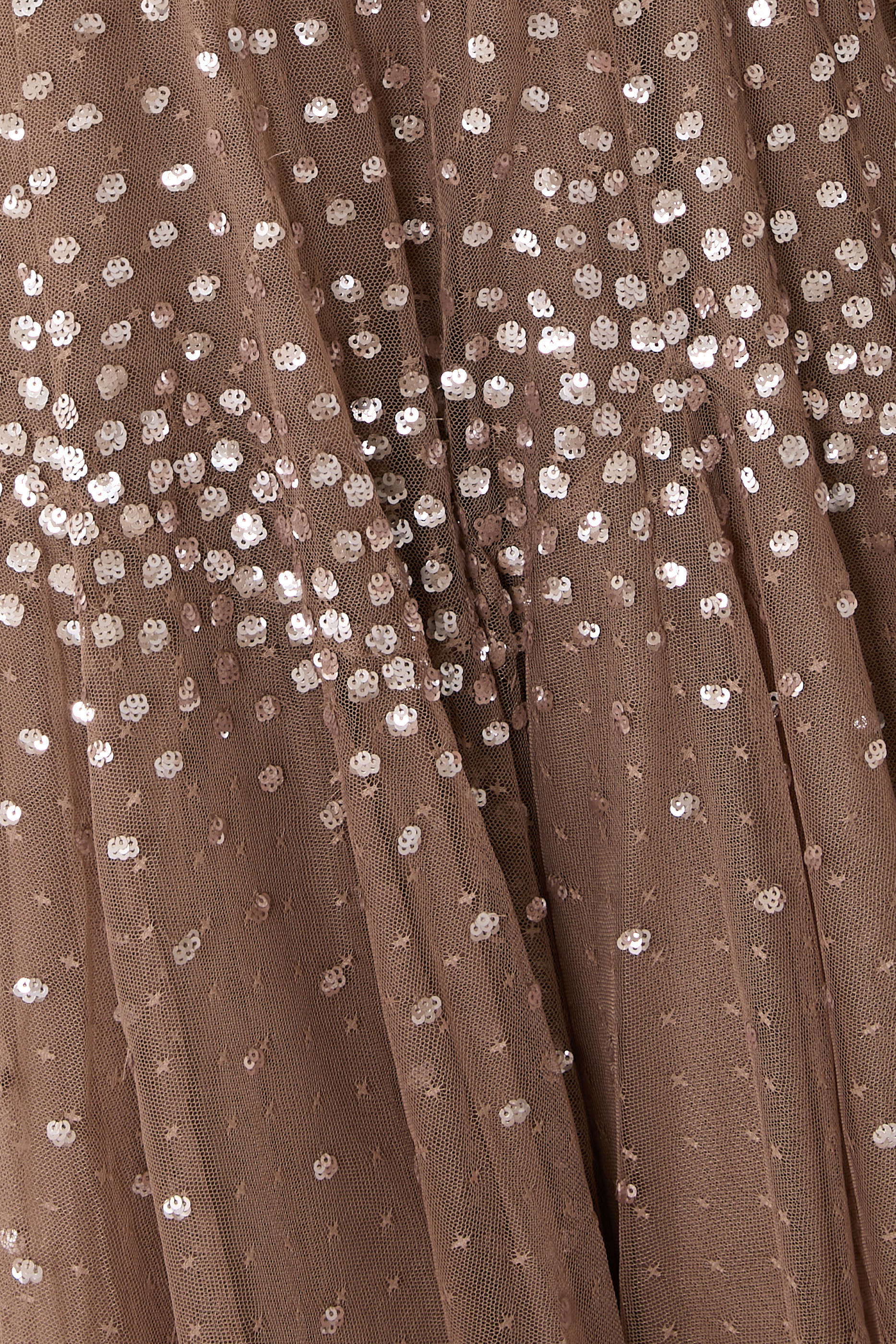 Scallop Sequin Round Neck Ankle Gown