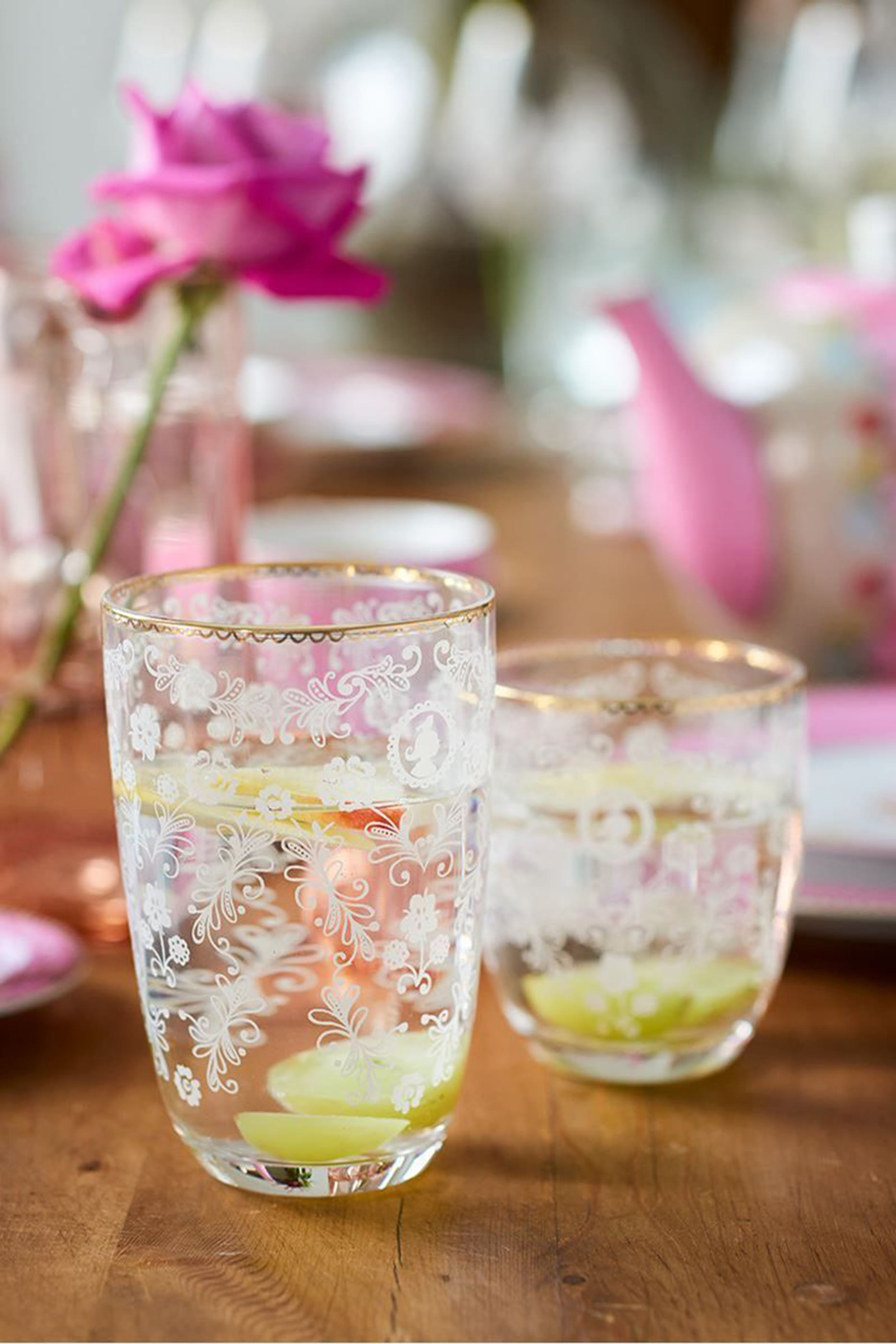 Floral Water Glass
