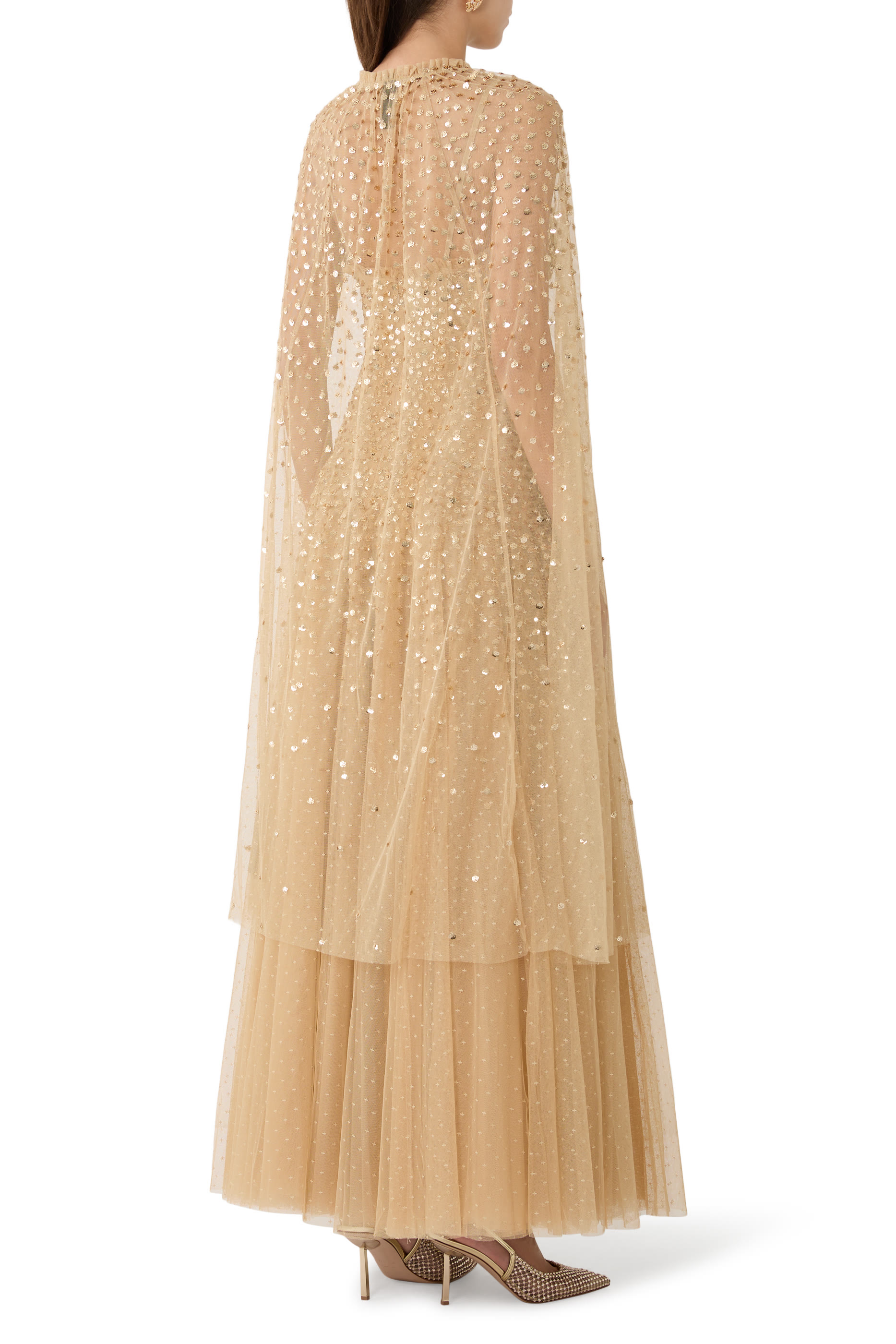 Sequin Cascade Cami Plunge Gown