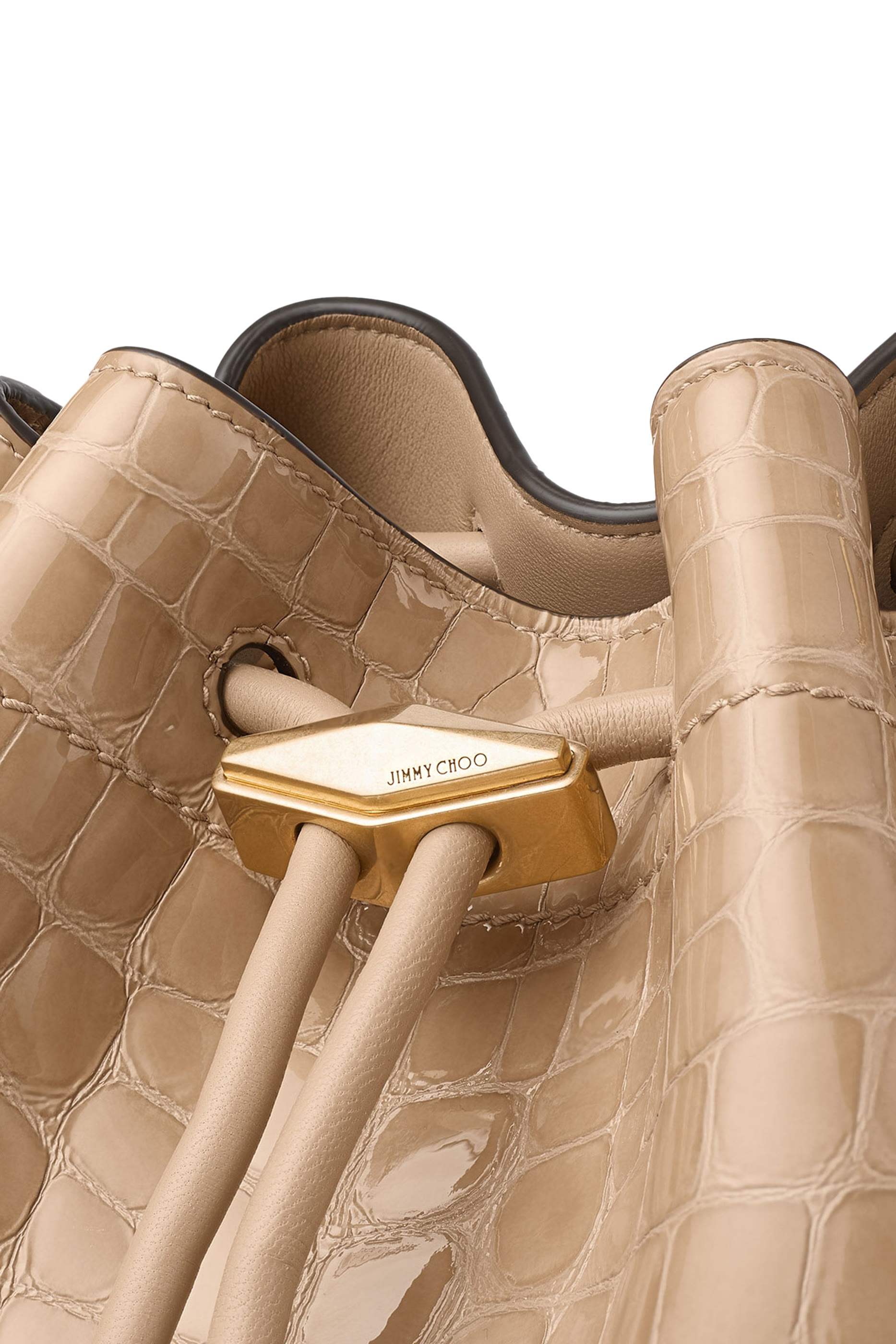 Cinch Croc-Embossed Medium Leather Bag