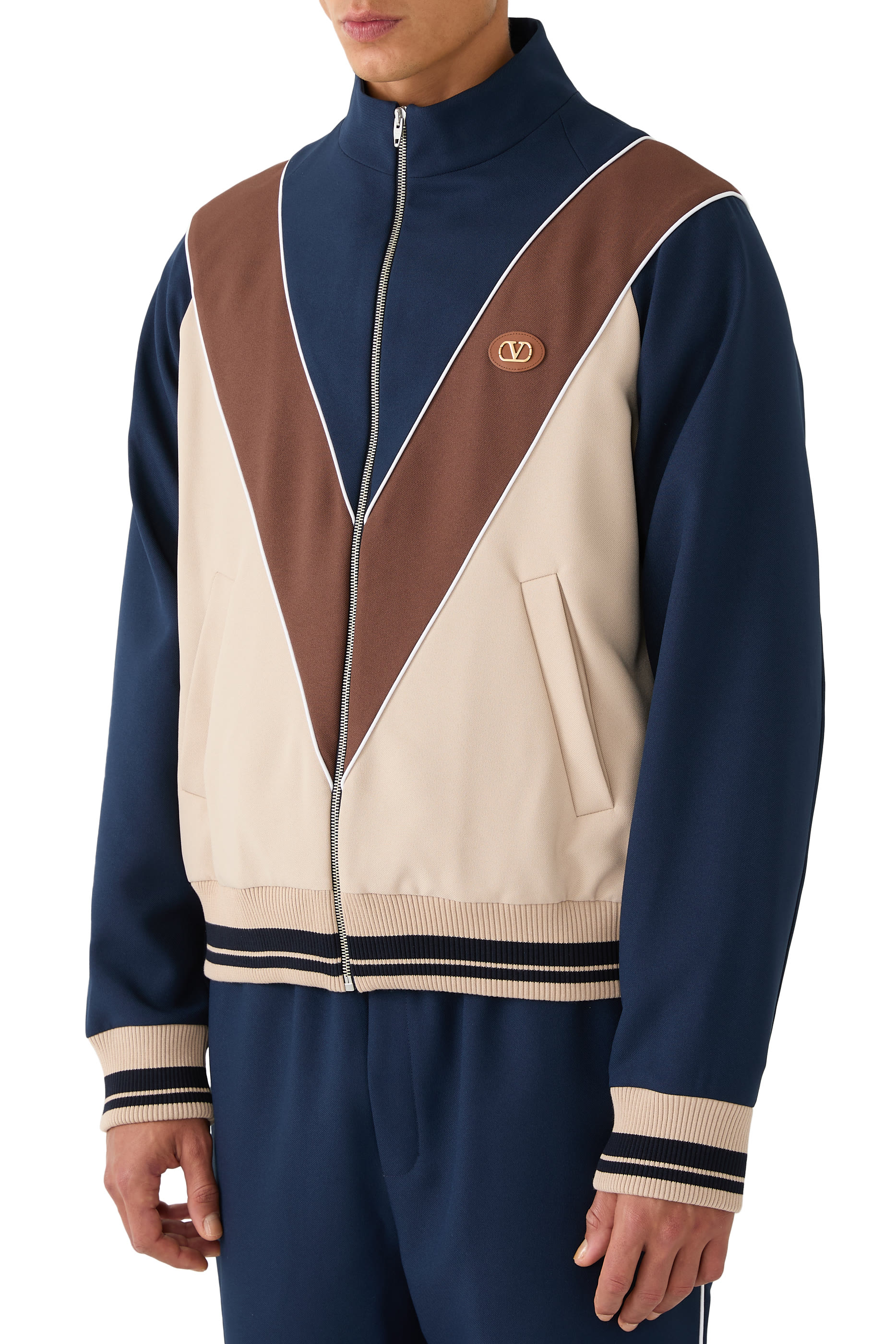 VLogo Patch Zip-Up Sweatshirt