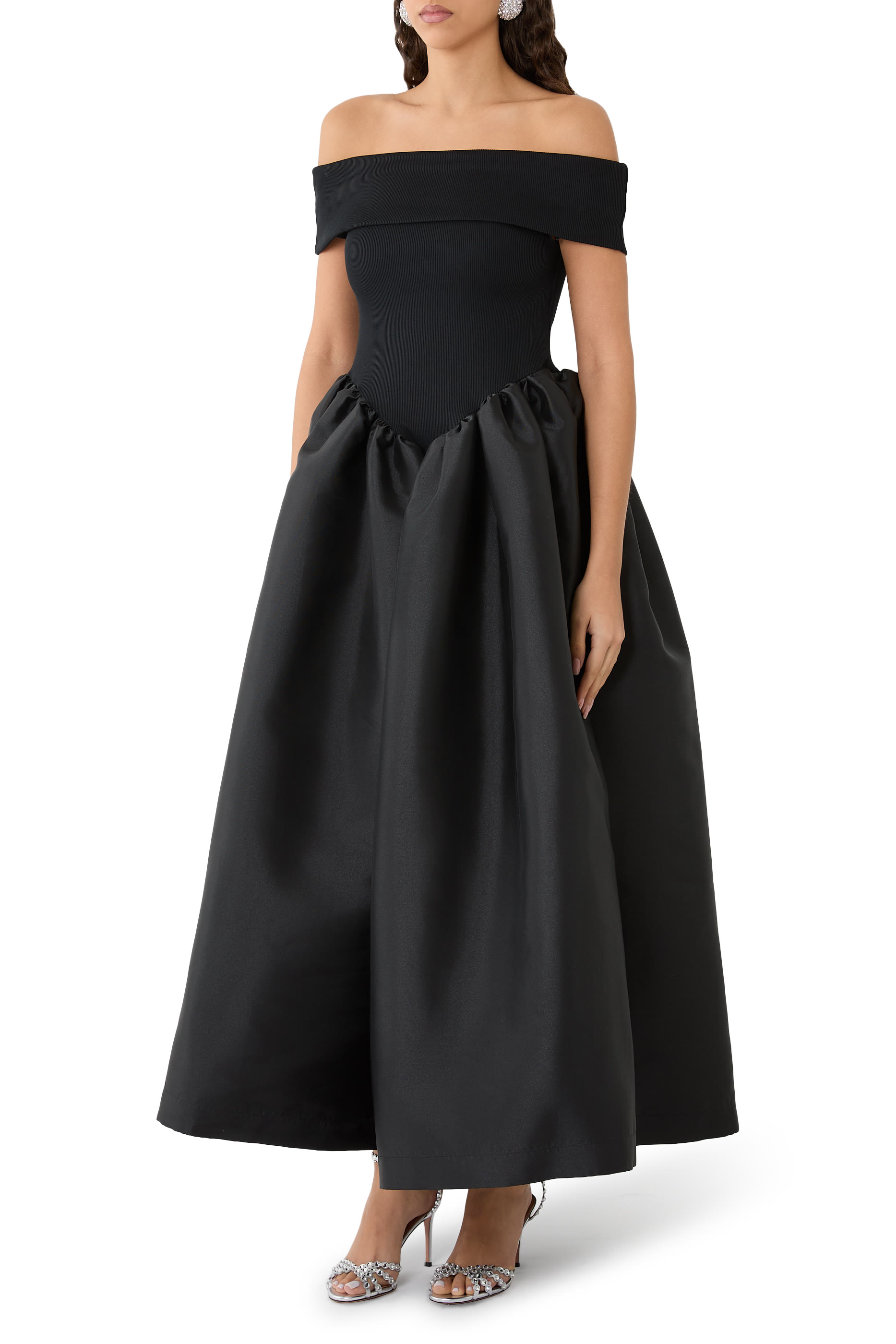  Heavy Satin Off-Shoulder Princess Dress