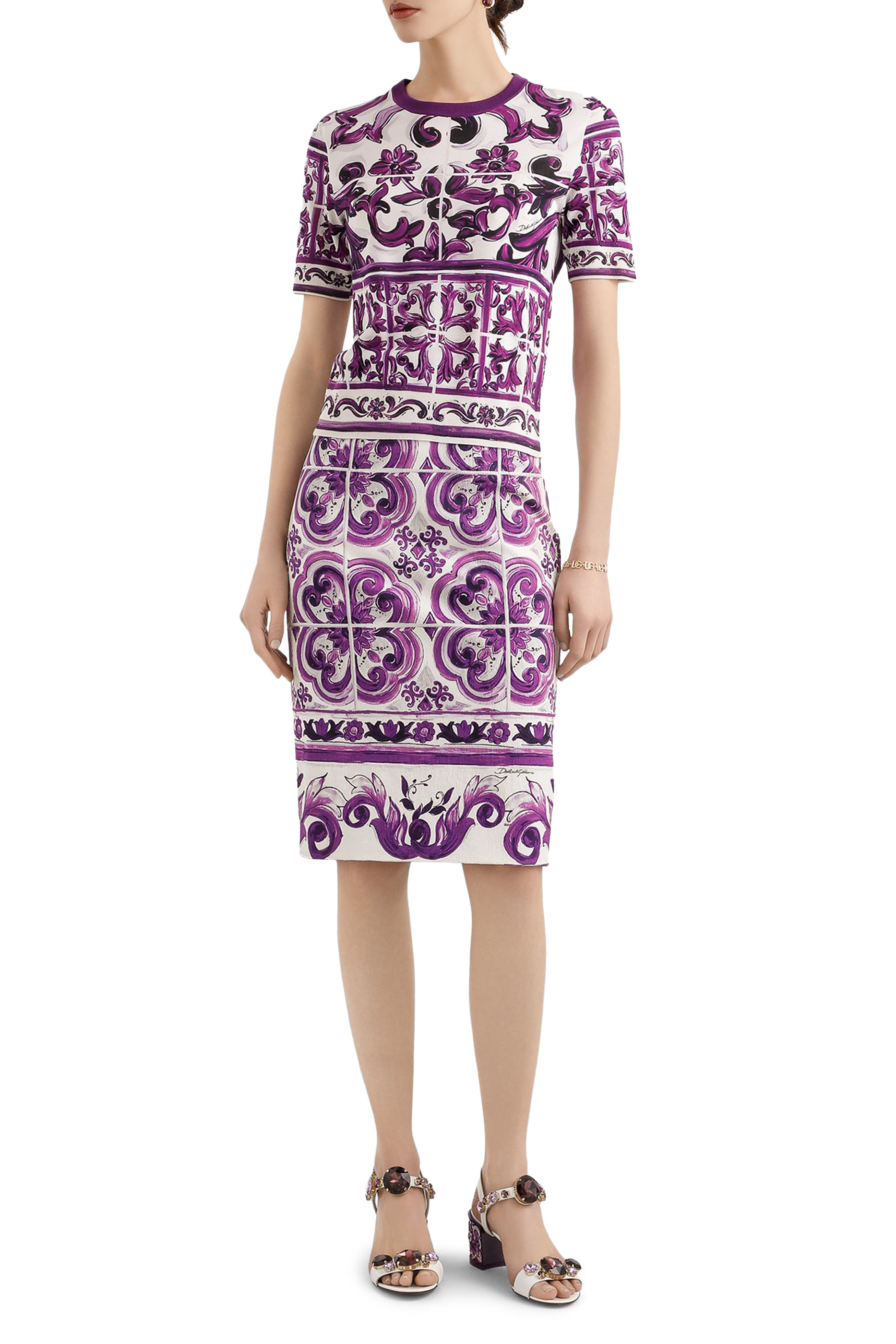 Majolica-Print Silk Pullover