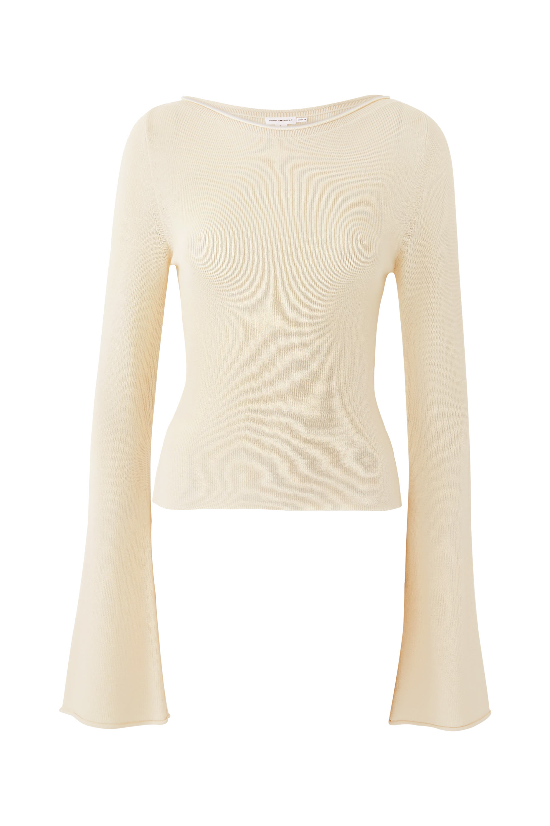 Stretch Rib Knit Boatneck Top