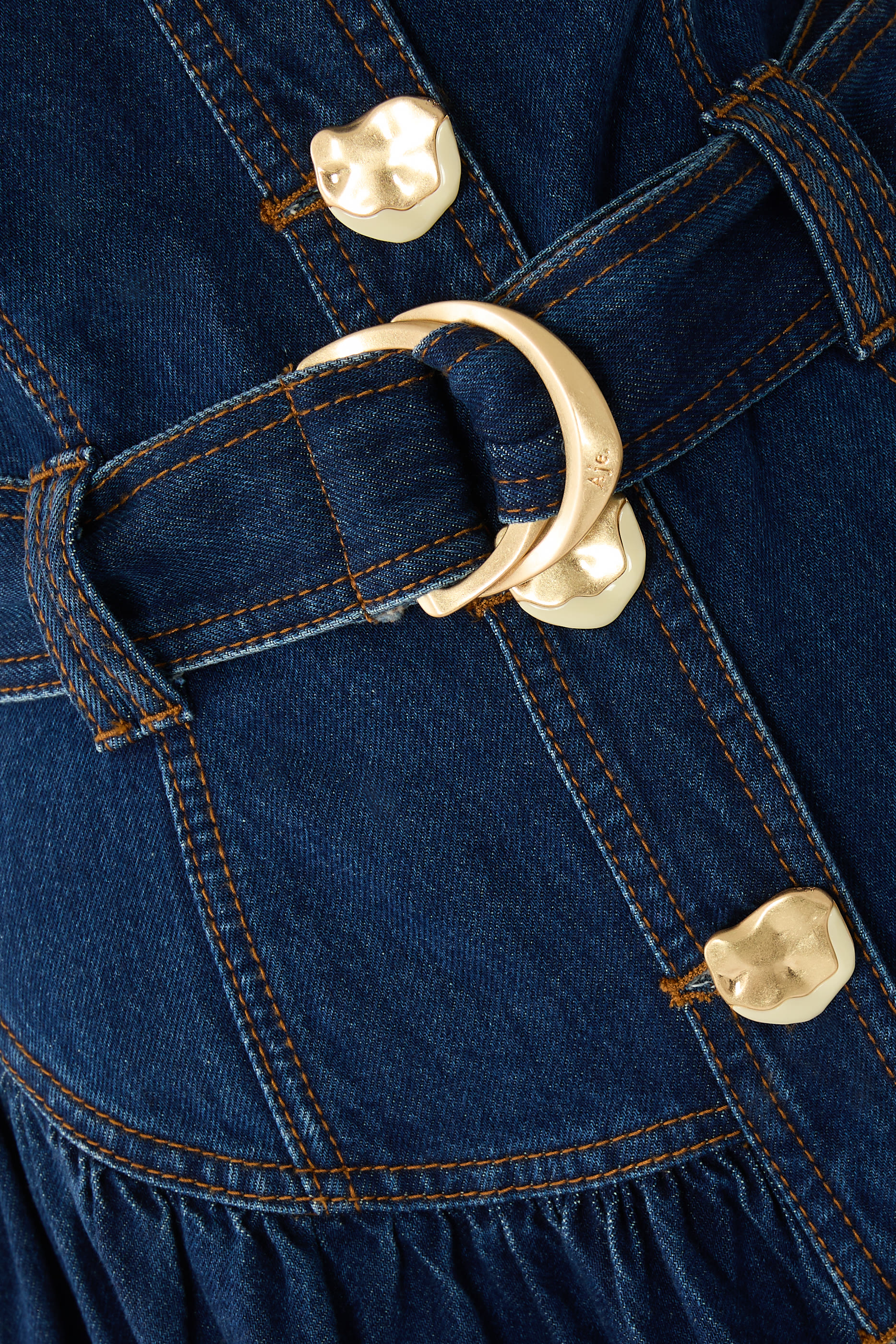 Elena Belted Denim Midi Dress