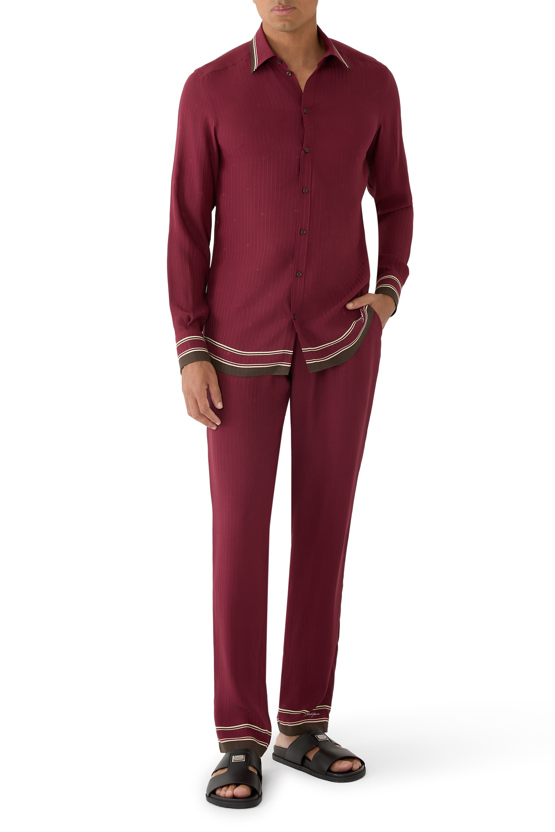 Logo-Print Striped Jacquard Martini Shirt