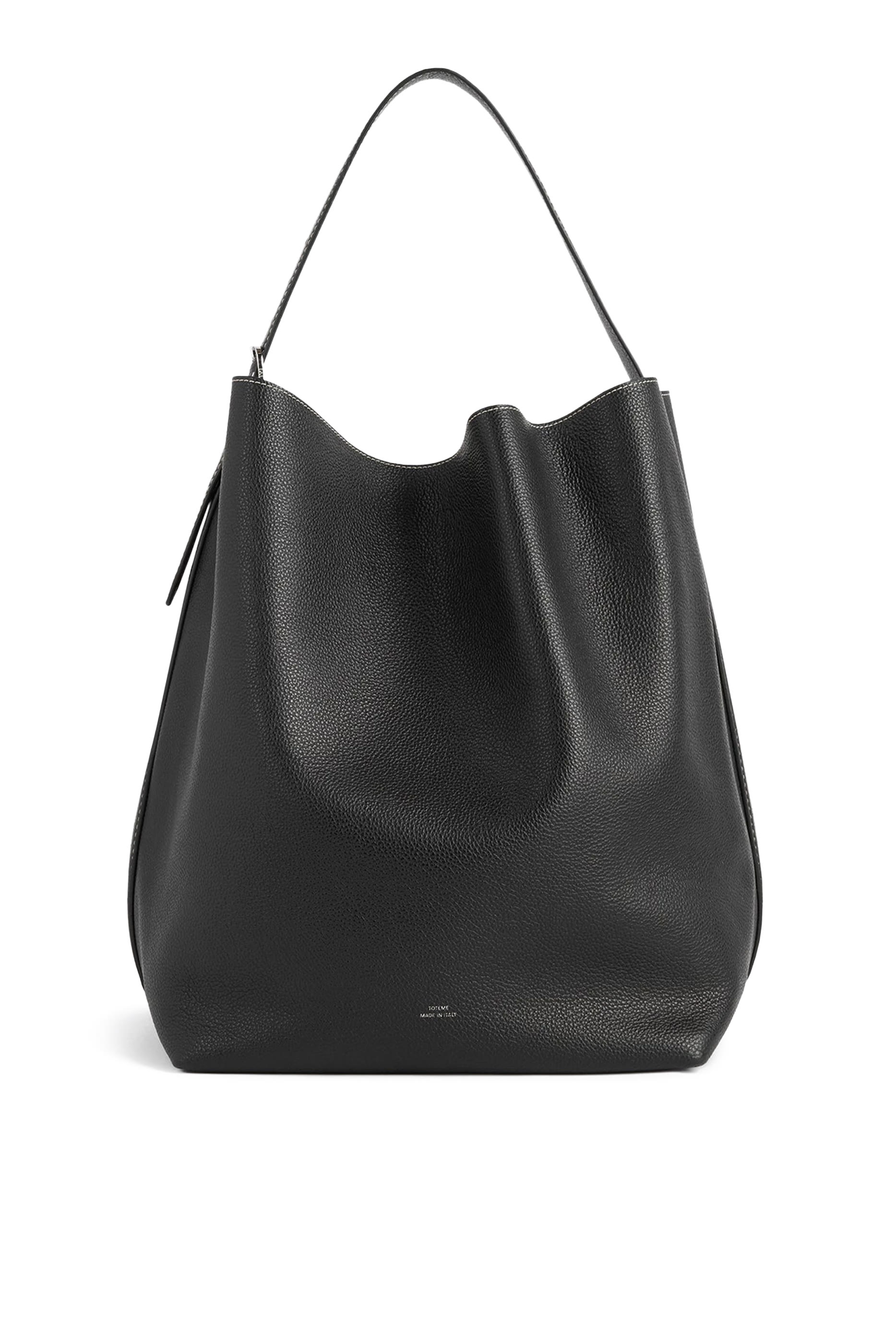 Belted Grained-Leather Tote