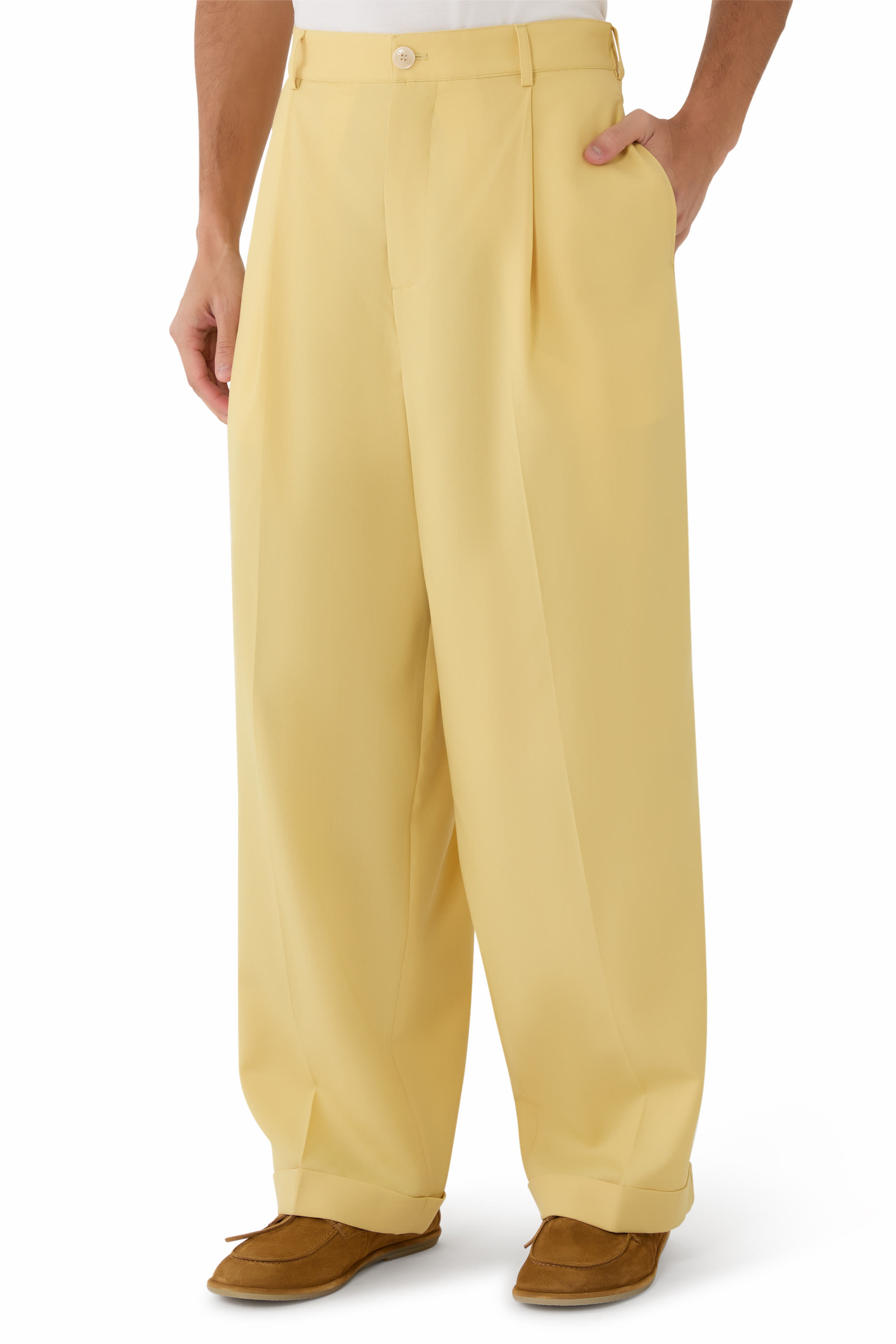 Tropical Wool Pleated Trousers