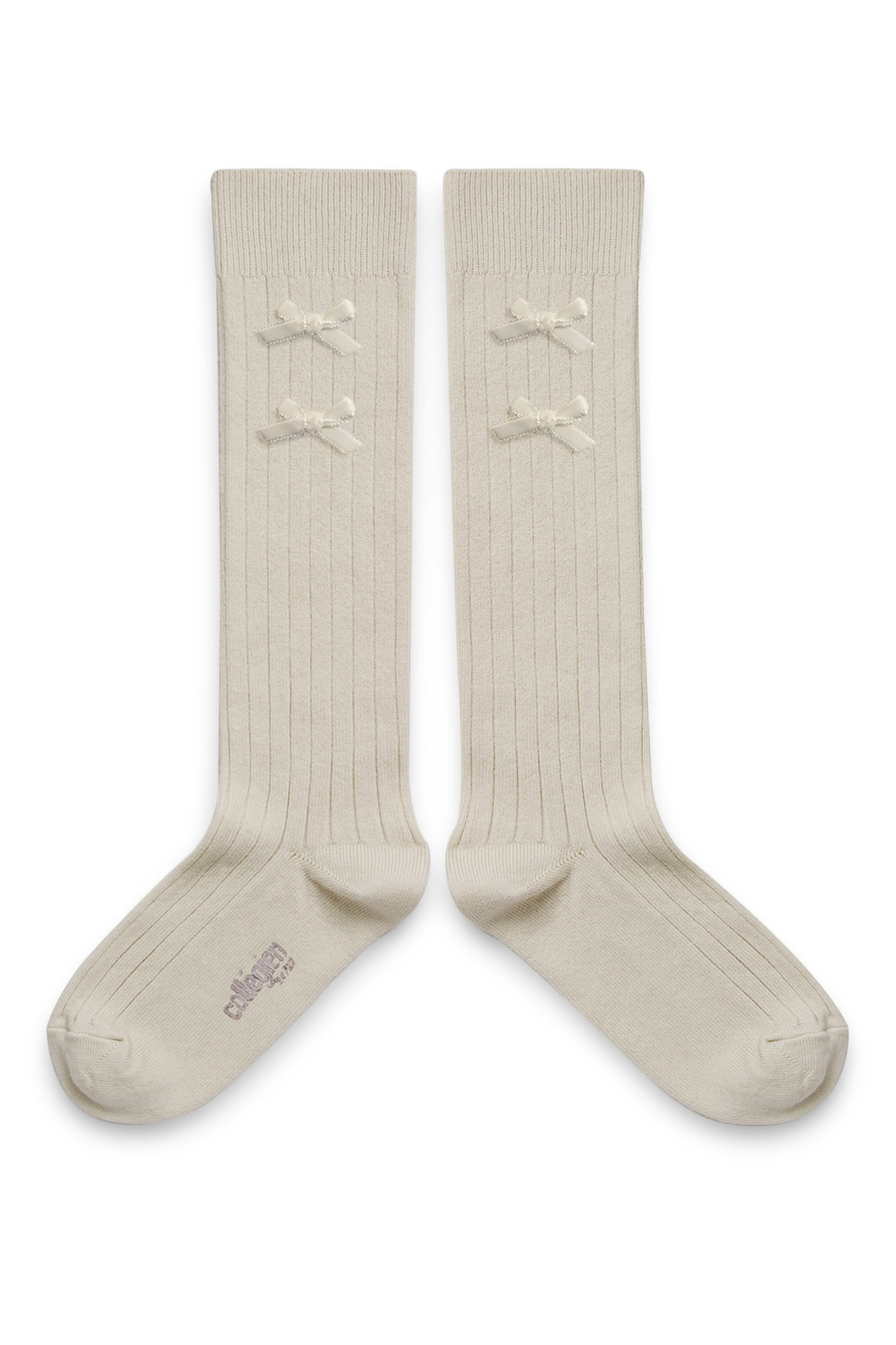 Kids Hortense Ribbed Knee-high Socks with Velvel Bows