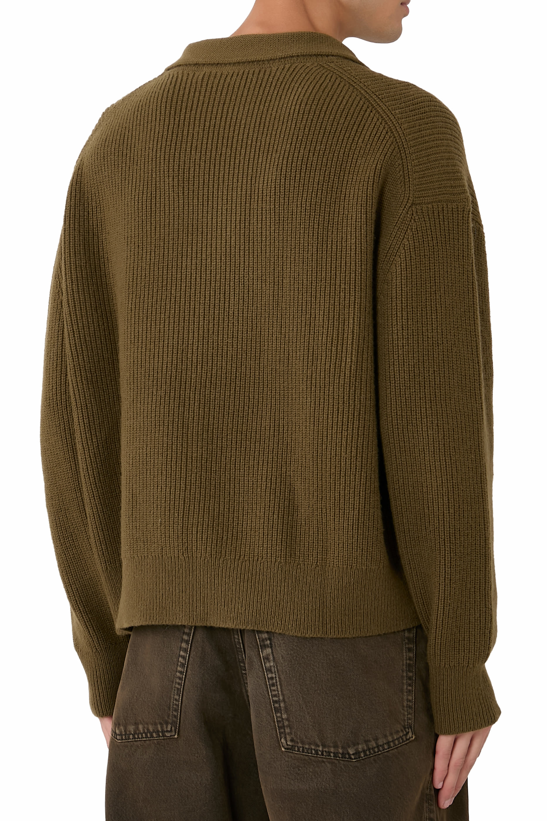 Open Neck Knit Polo Jumper