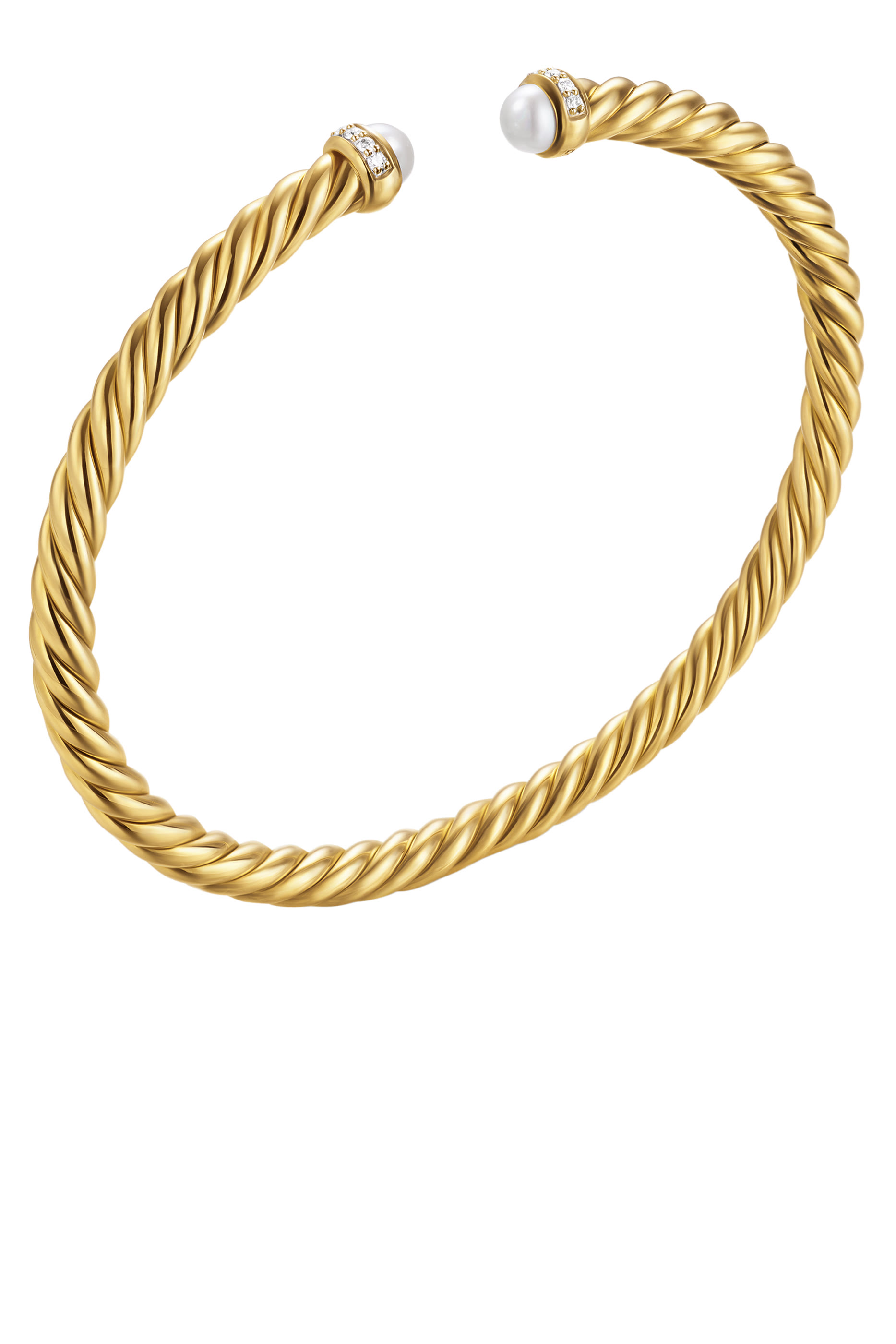 Cablespira&reg; Flex Bracelet, 18K Yellow Gold, Diamonds, Pearl