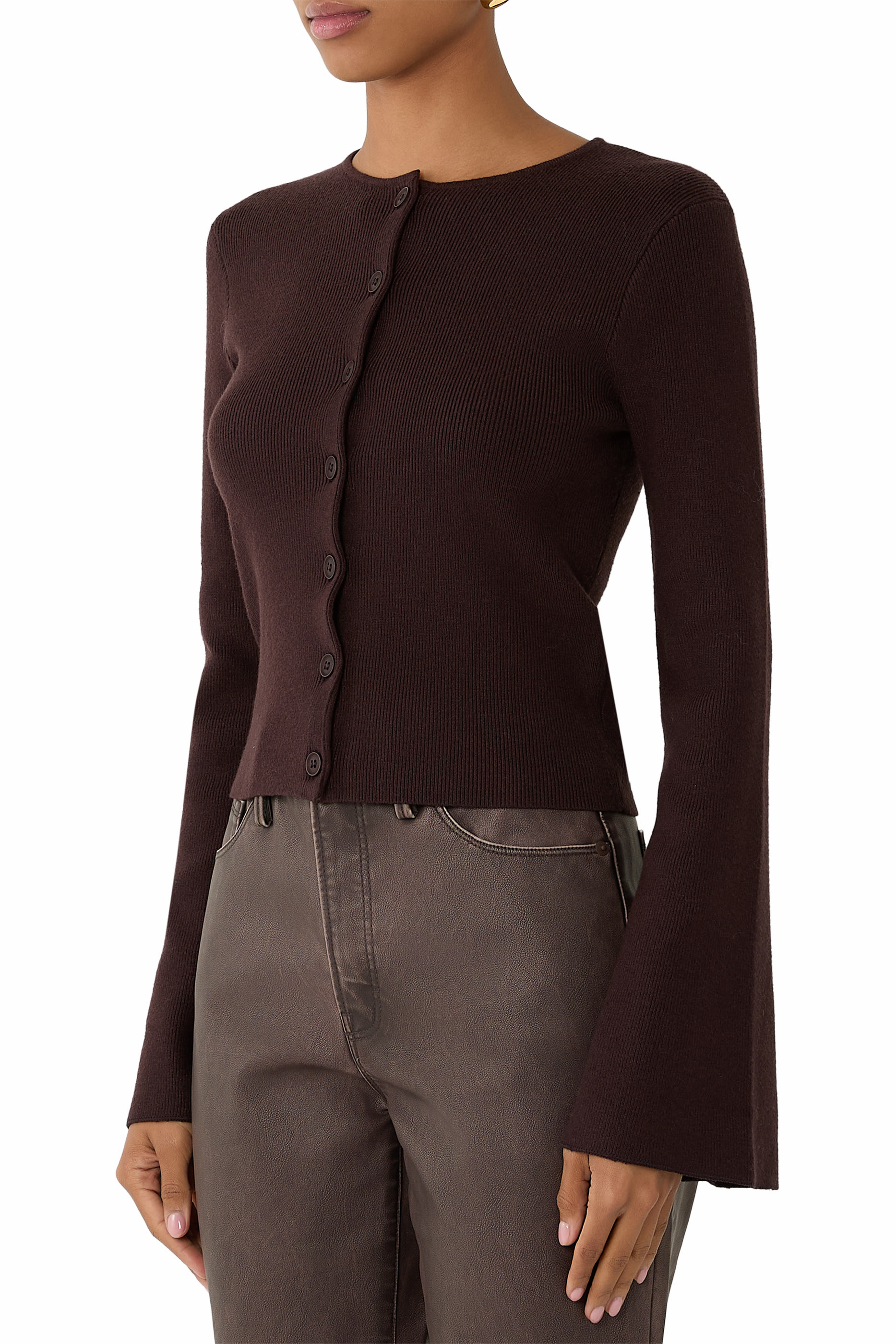  Bell Sleeve Knit Cardigan