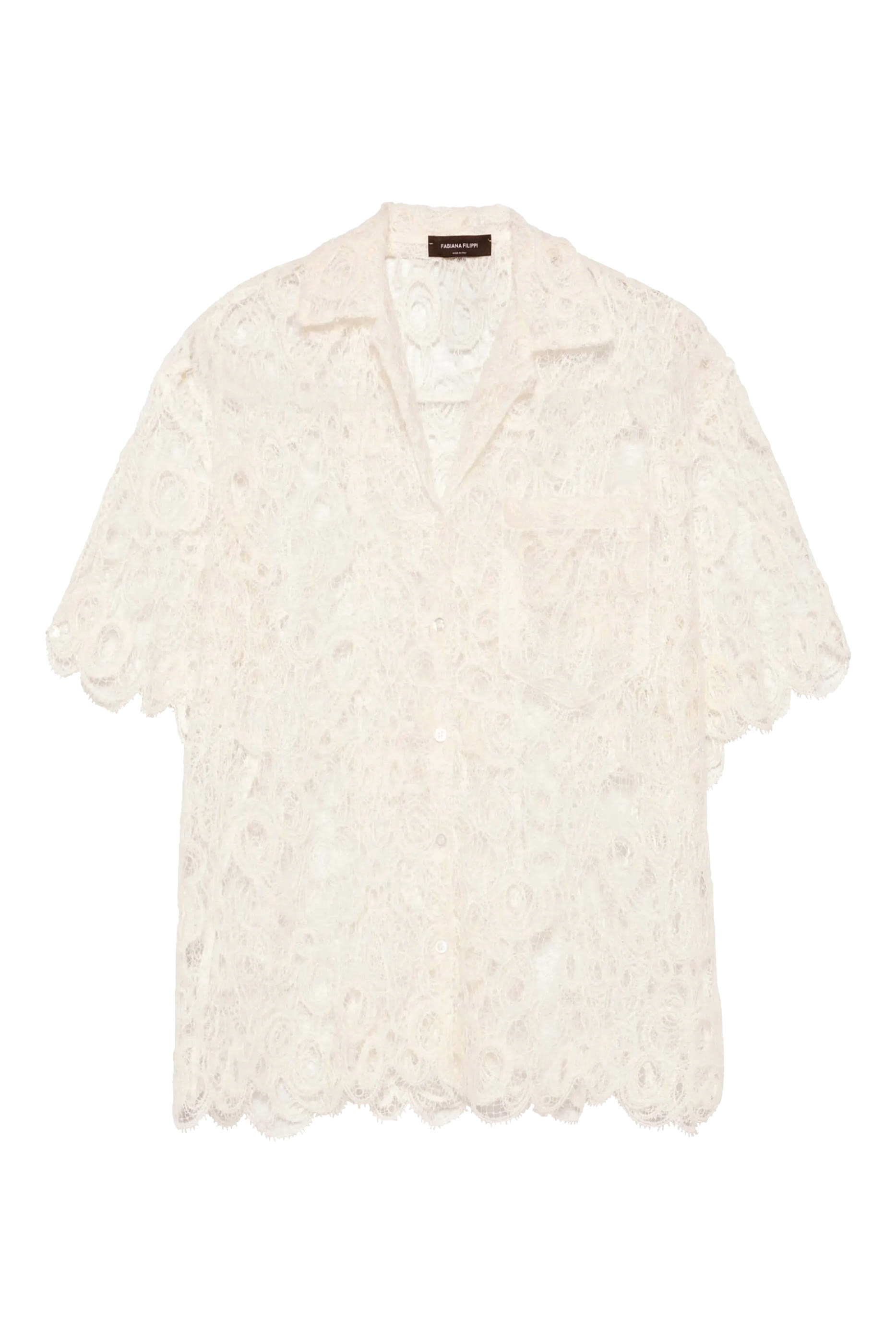 Lace Scalloped-Hem Shirt