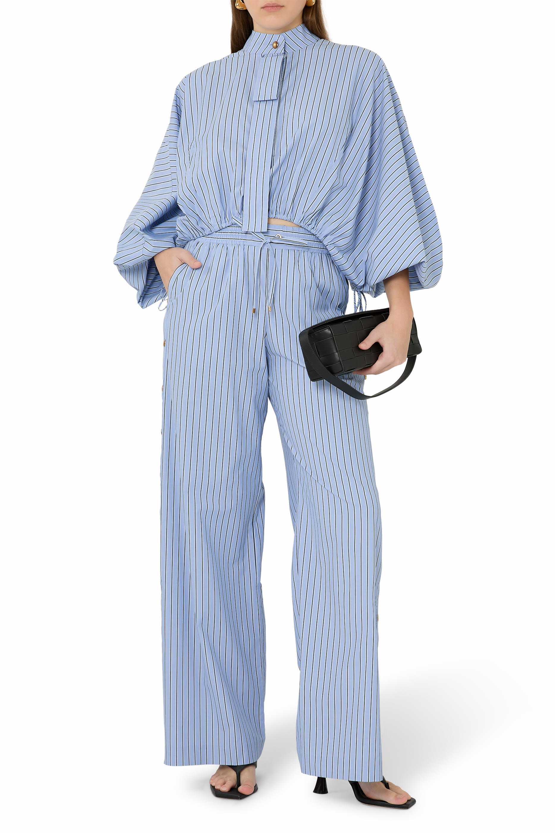 Drawstring Stripe Blouse