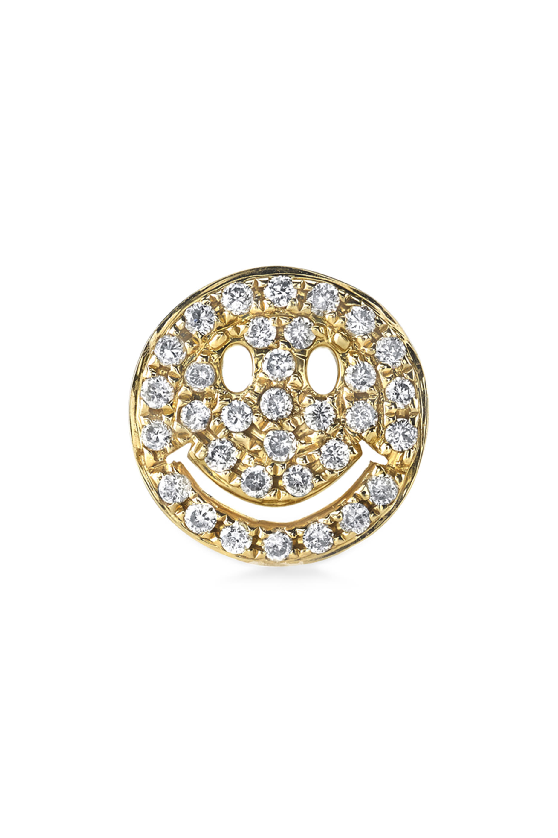 Pav&eacute; Diamond Happy Face Single Stud Earring