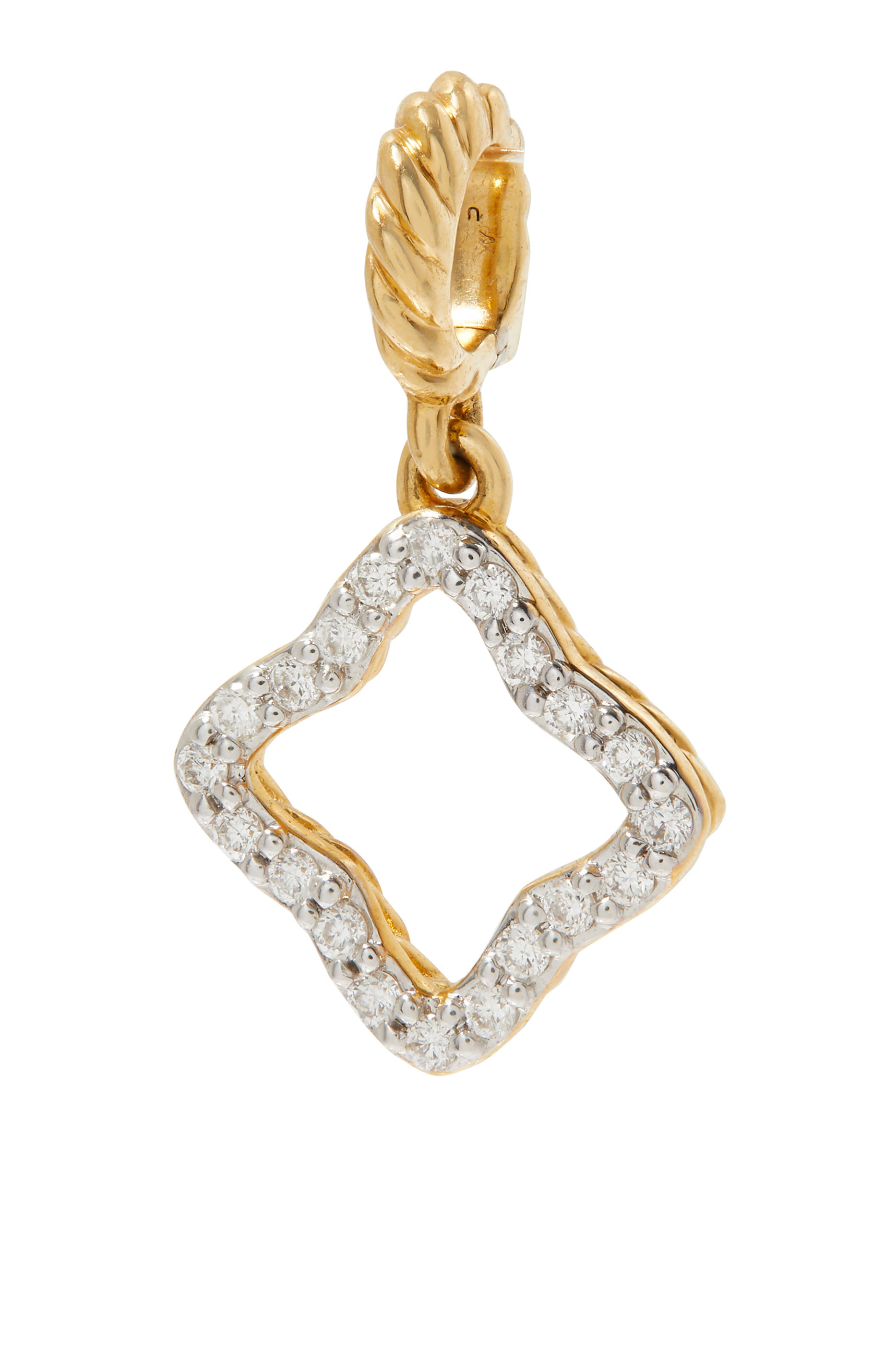 Quatrefoil Amulet in 18K Yellow Gold with Pav&eacute; Diamonds