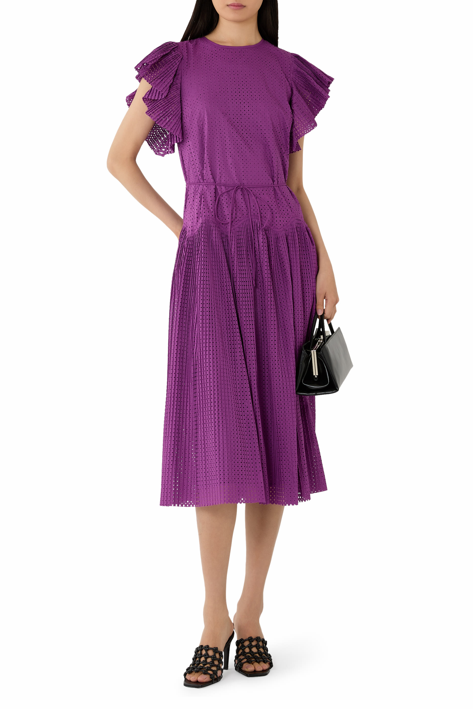 Sylvaine Flutter Sleeve Midi Dress