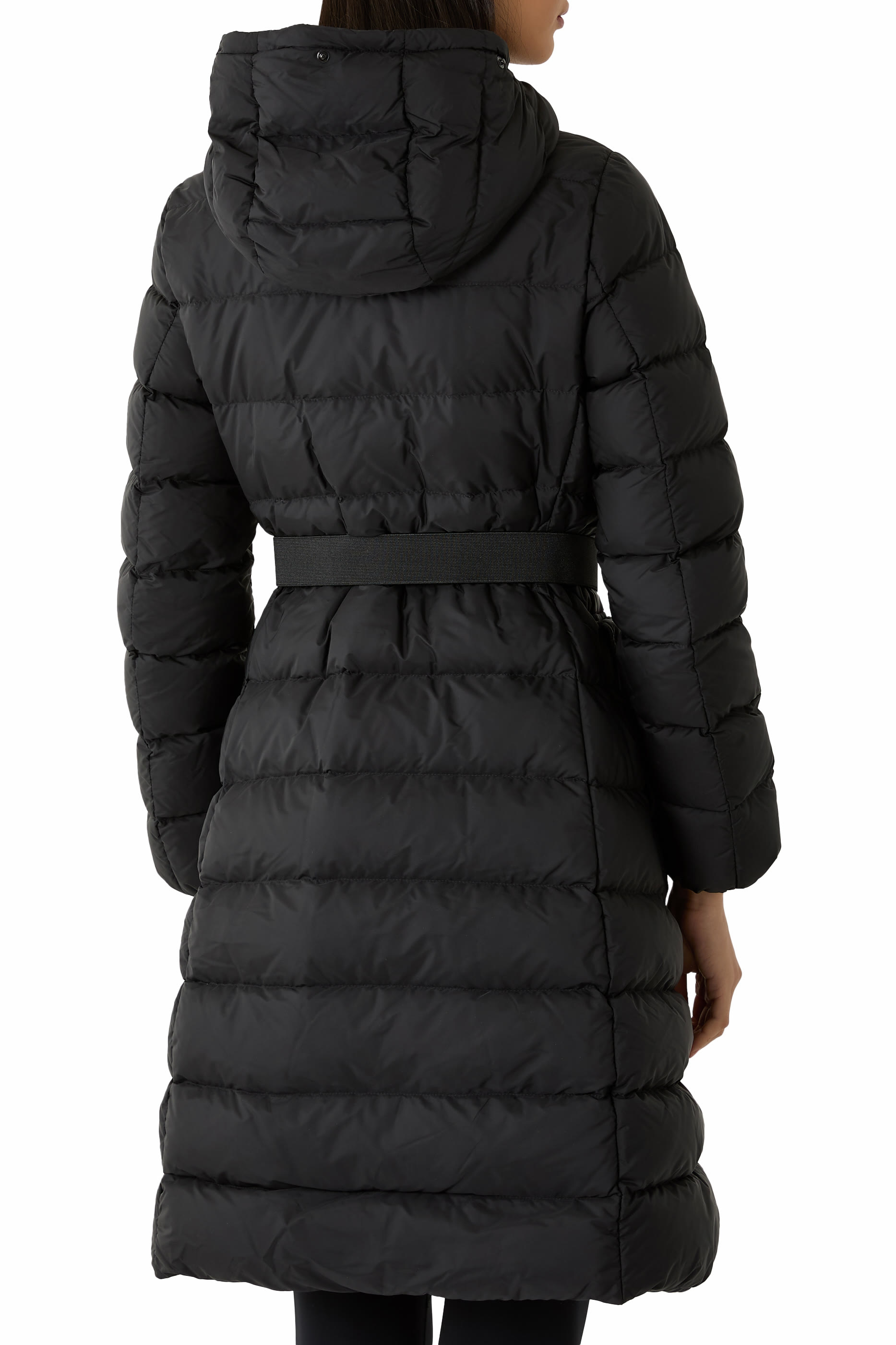  Khloesse Hooded Shearling-Trim Long Down Jacket
