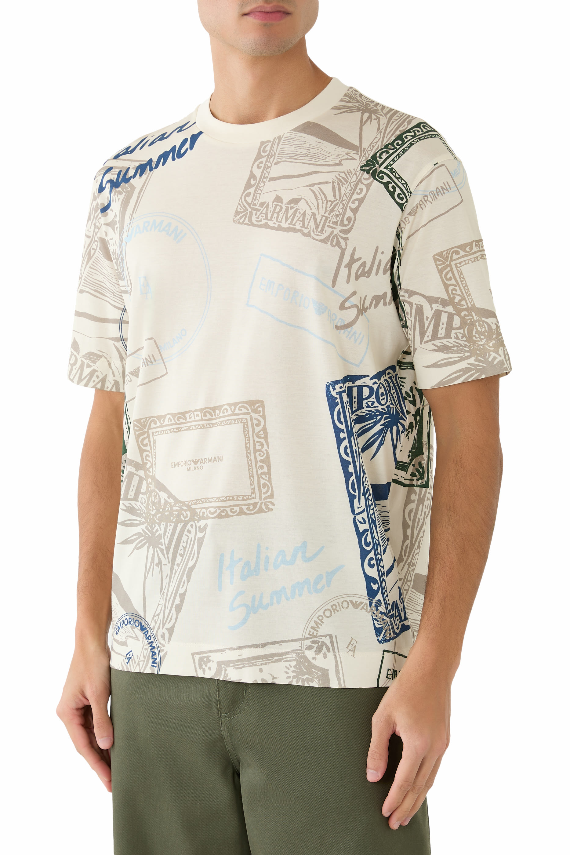 Travel Stamp-Print T-Shirt