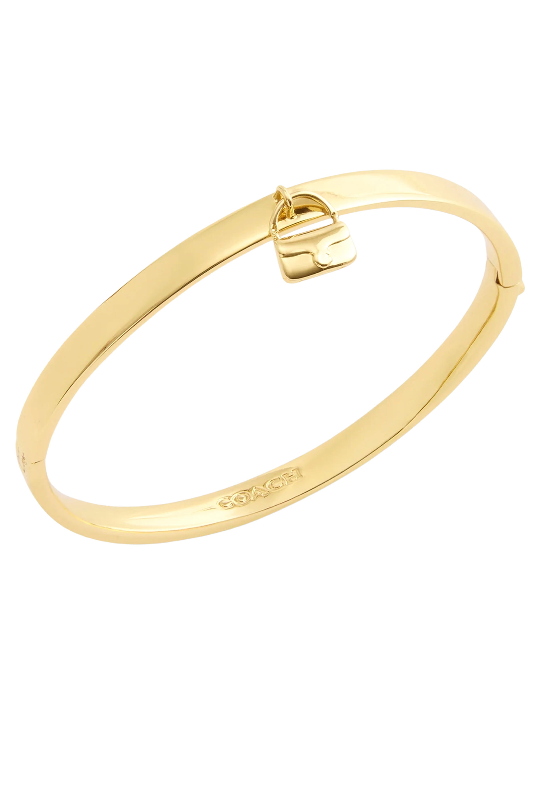 Signature Handbag Charm Bangle, Brass & Glass, Cubic Zirconia