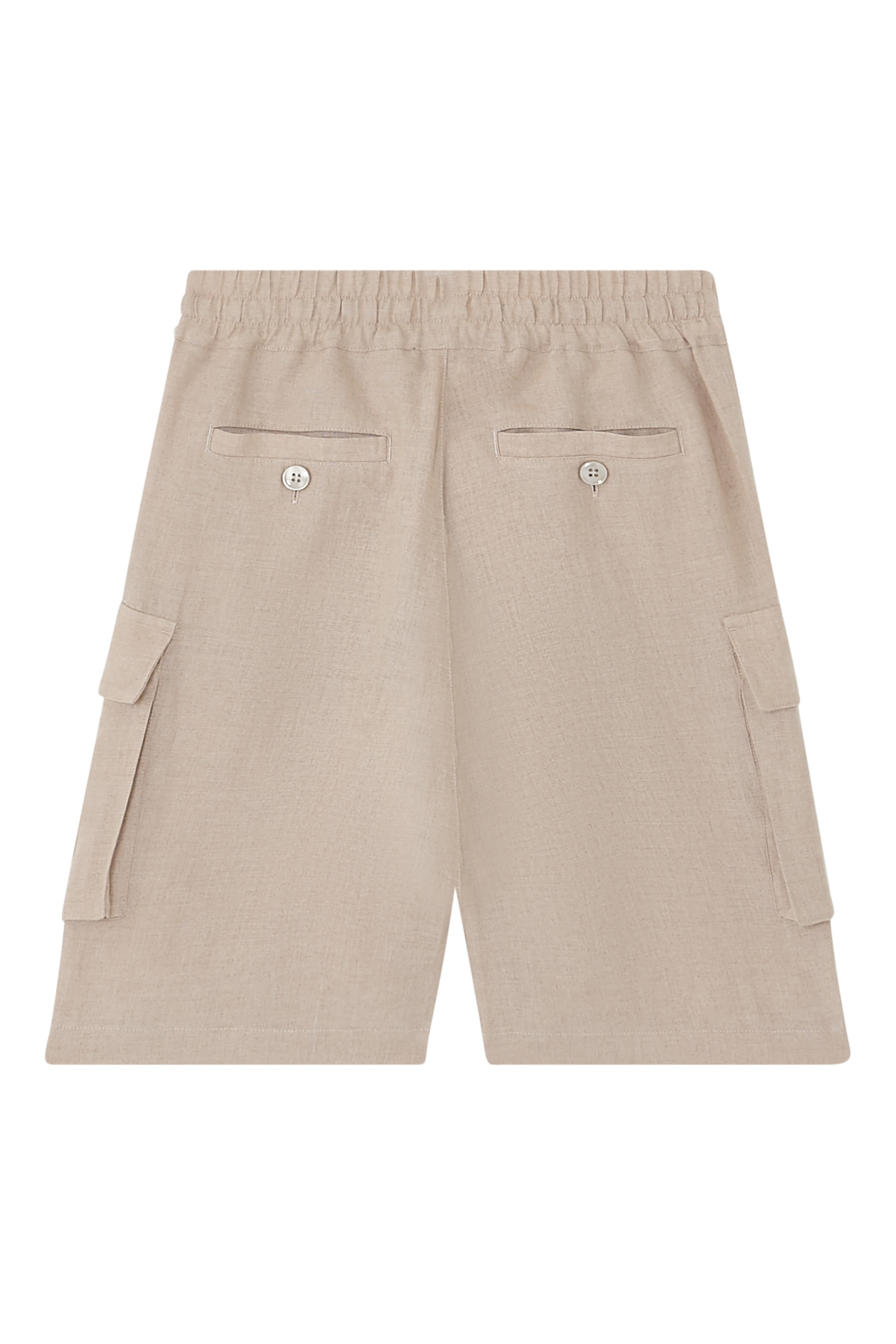 Kids Linen Bermuda Shorts with Crest Embroidery