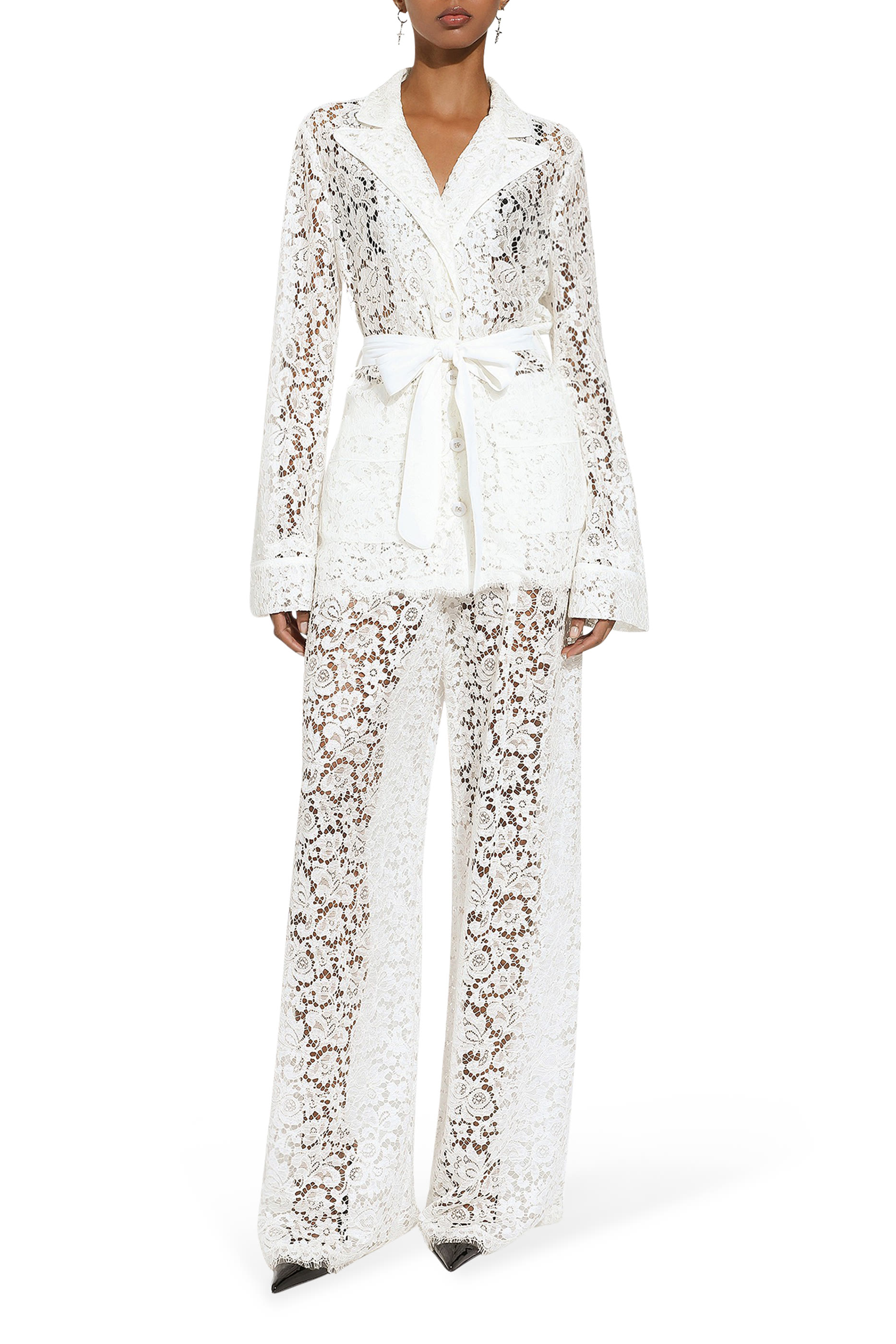 Floral Cordonetto Lace Pajama Shirt