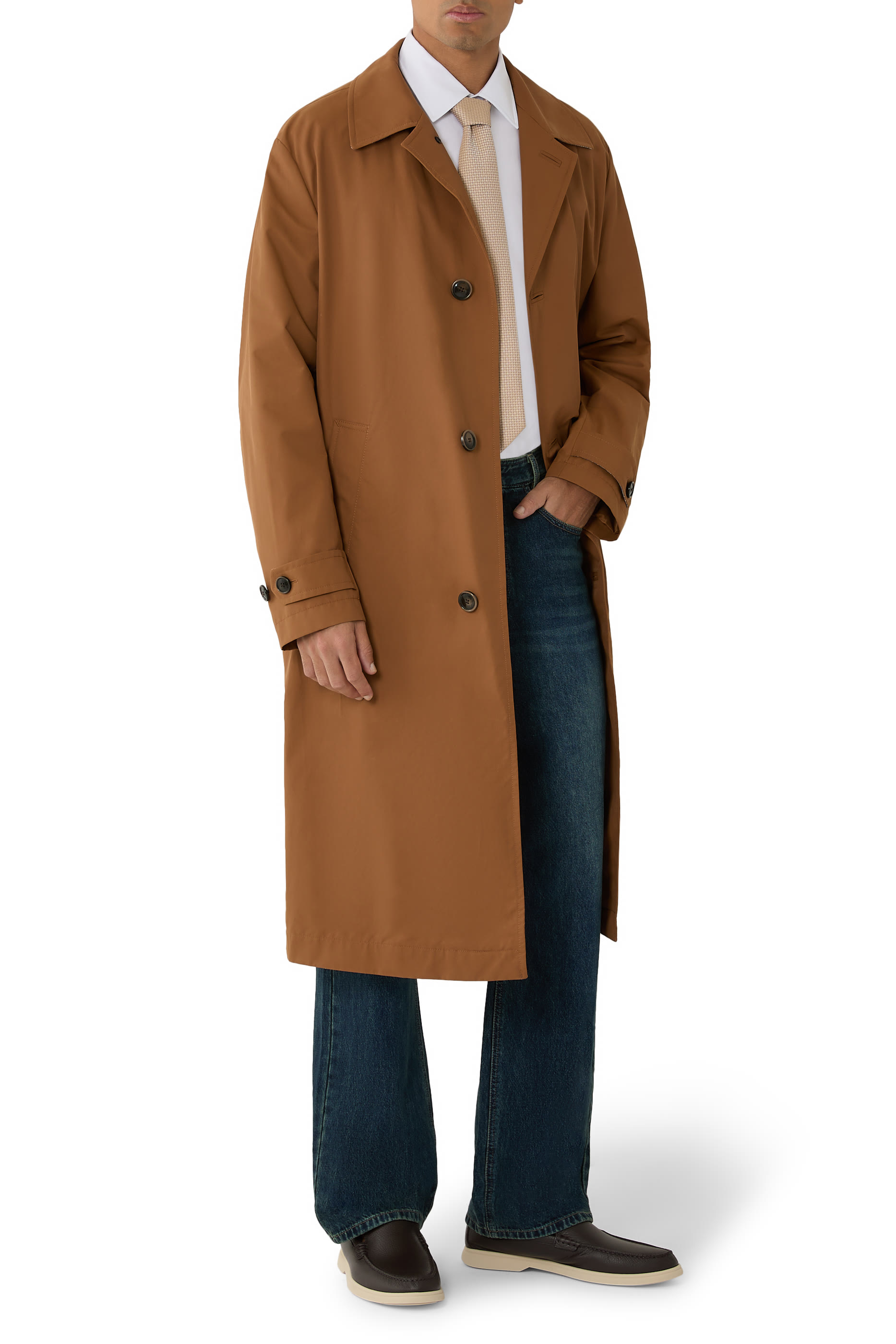 Water-Repellent Coat in Cotton-Blend Twill