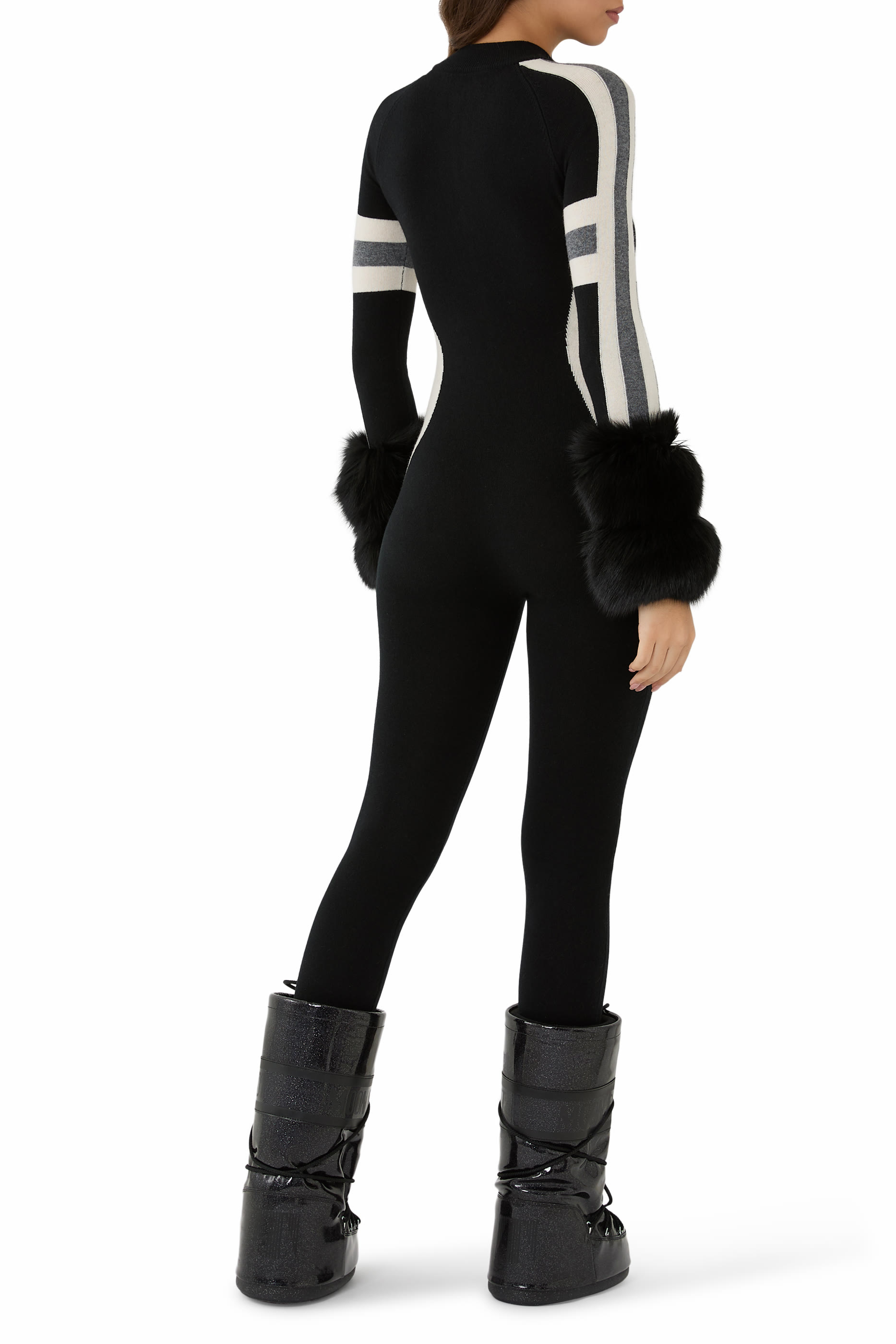 Fox-Fur Cuff Jumpsuit
