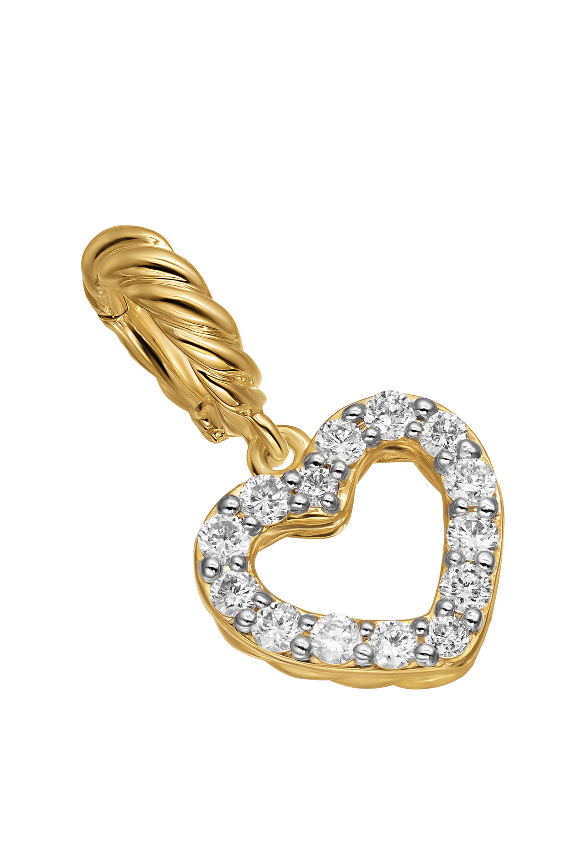 Micro Pav&eacute; Open Heart Amulet, 18k Yellow Gold & Diamonds