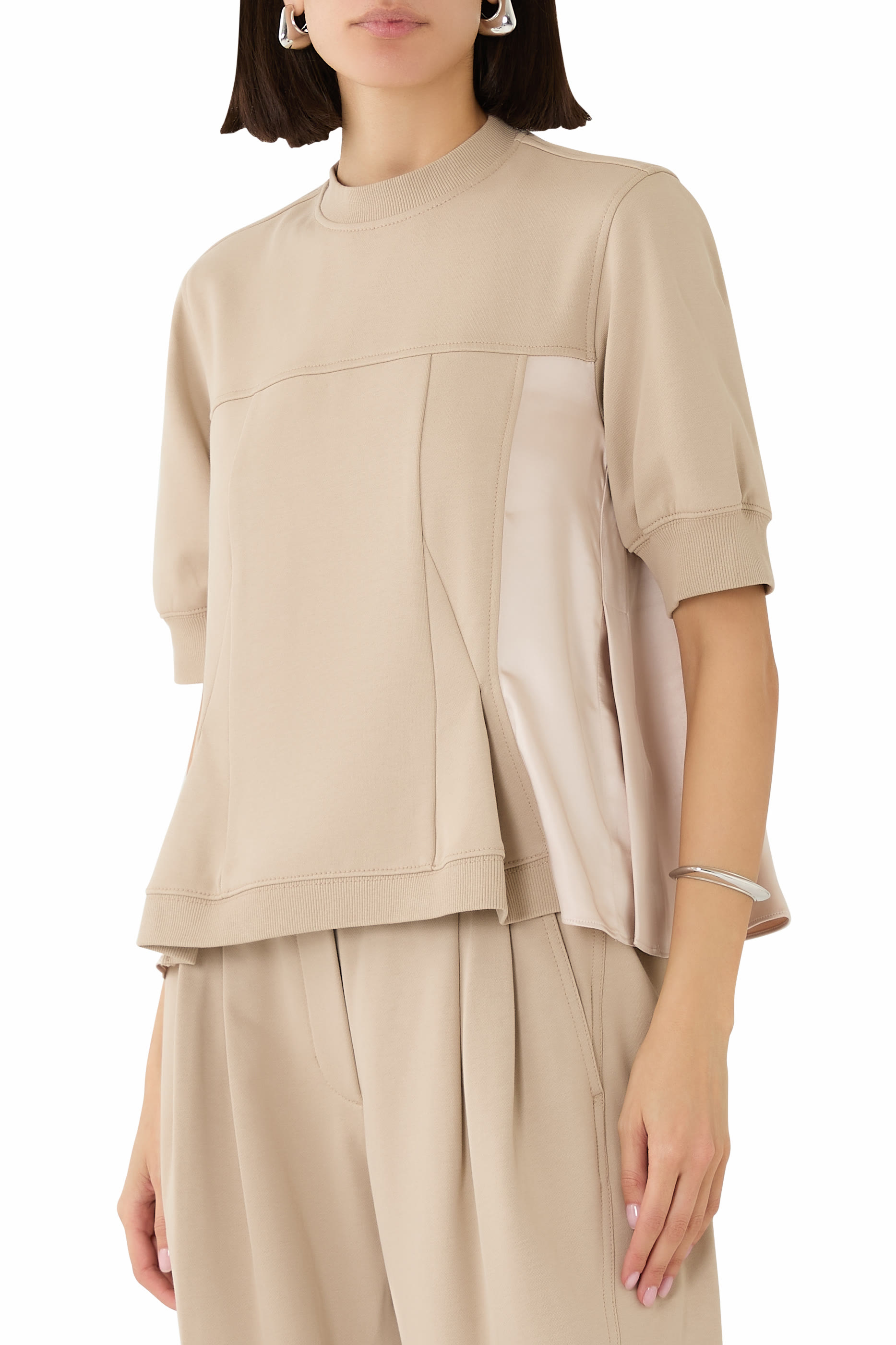 Satin Combo Flounce Top