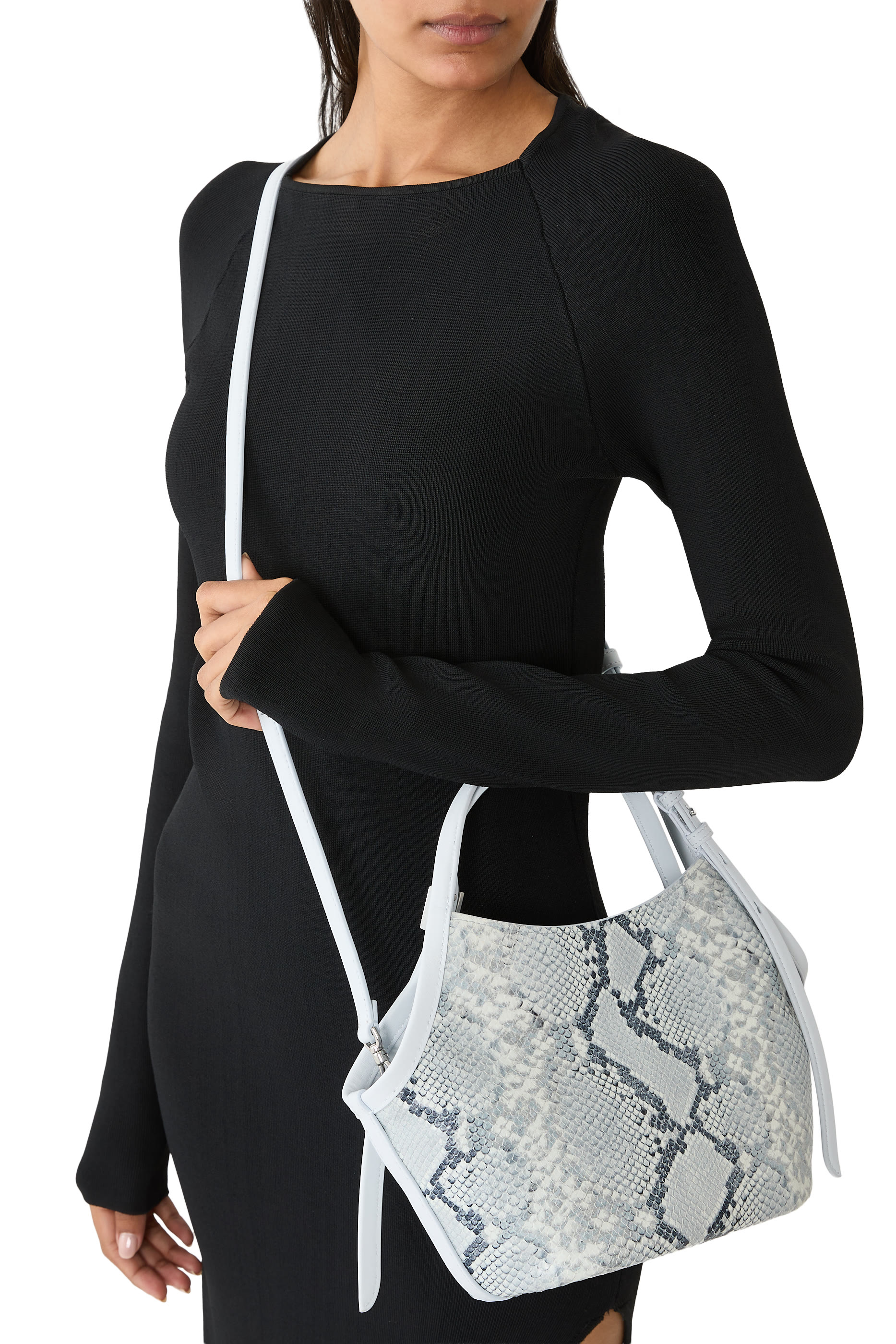 Deco Snake Embossed Small Tulip Tote Bag 