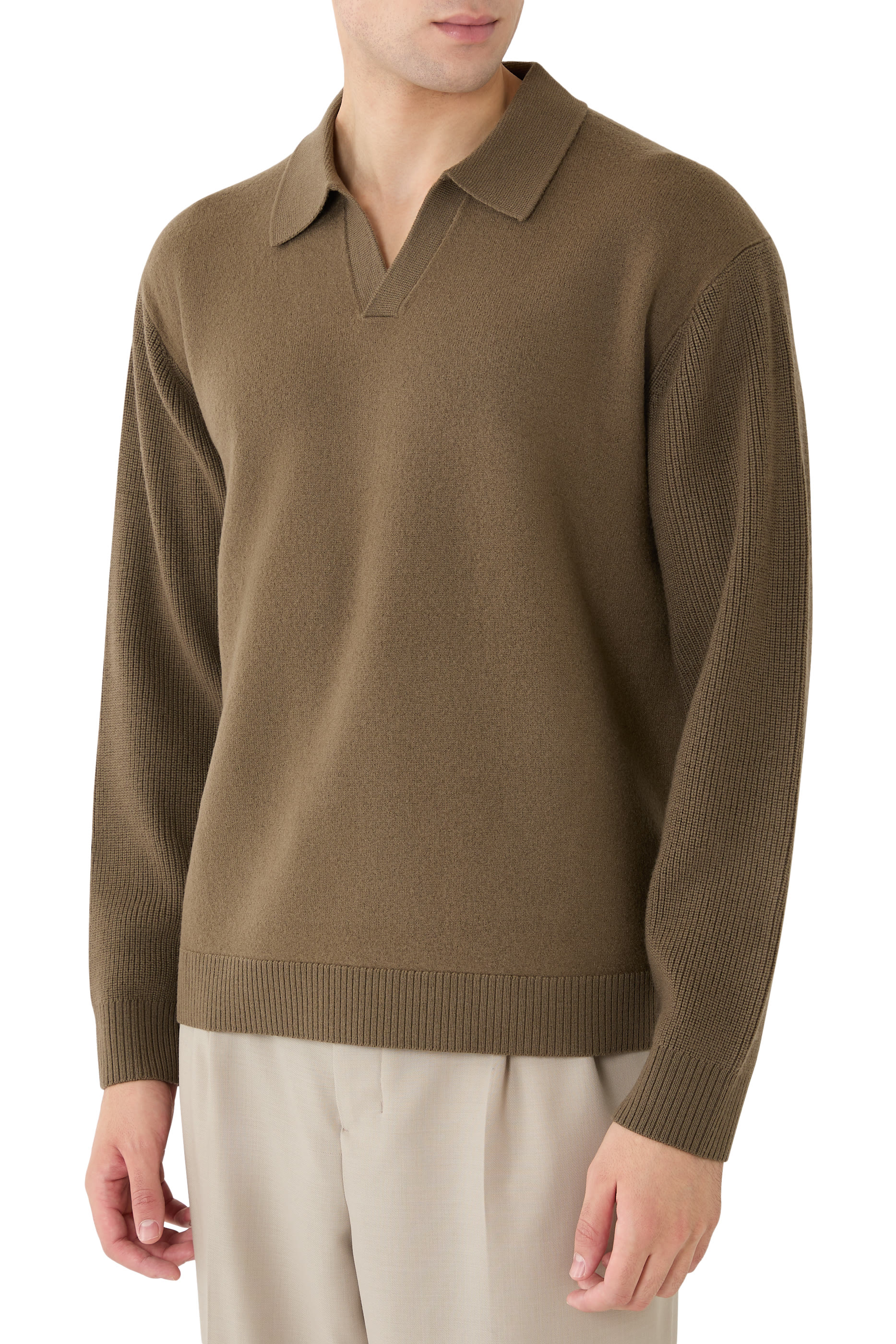 Open Collar Polo Sweater