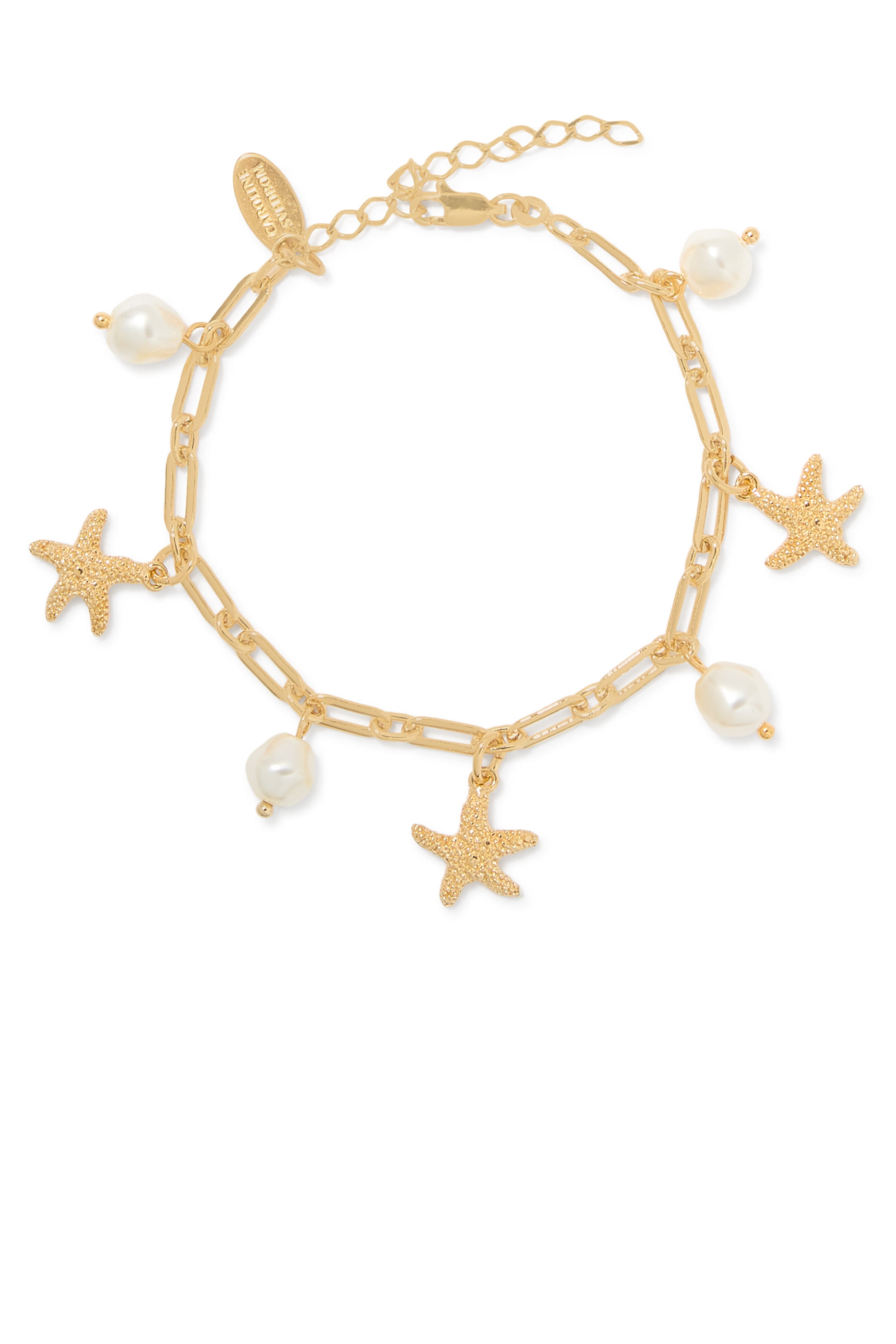 Sea Star Chain Bracelet, 18k Gold Plating & Pearls