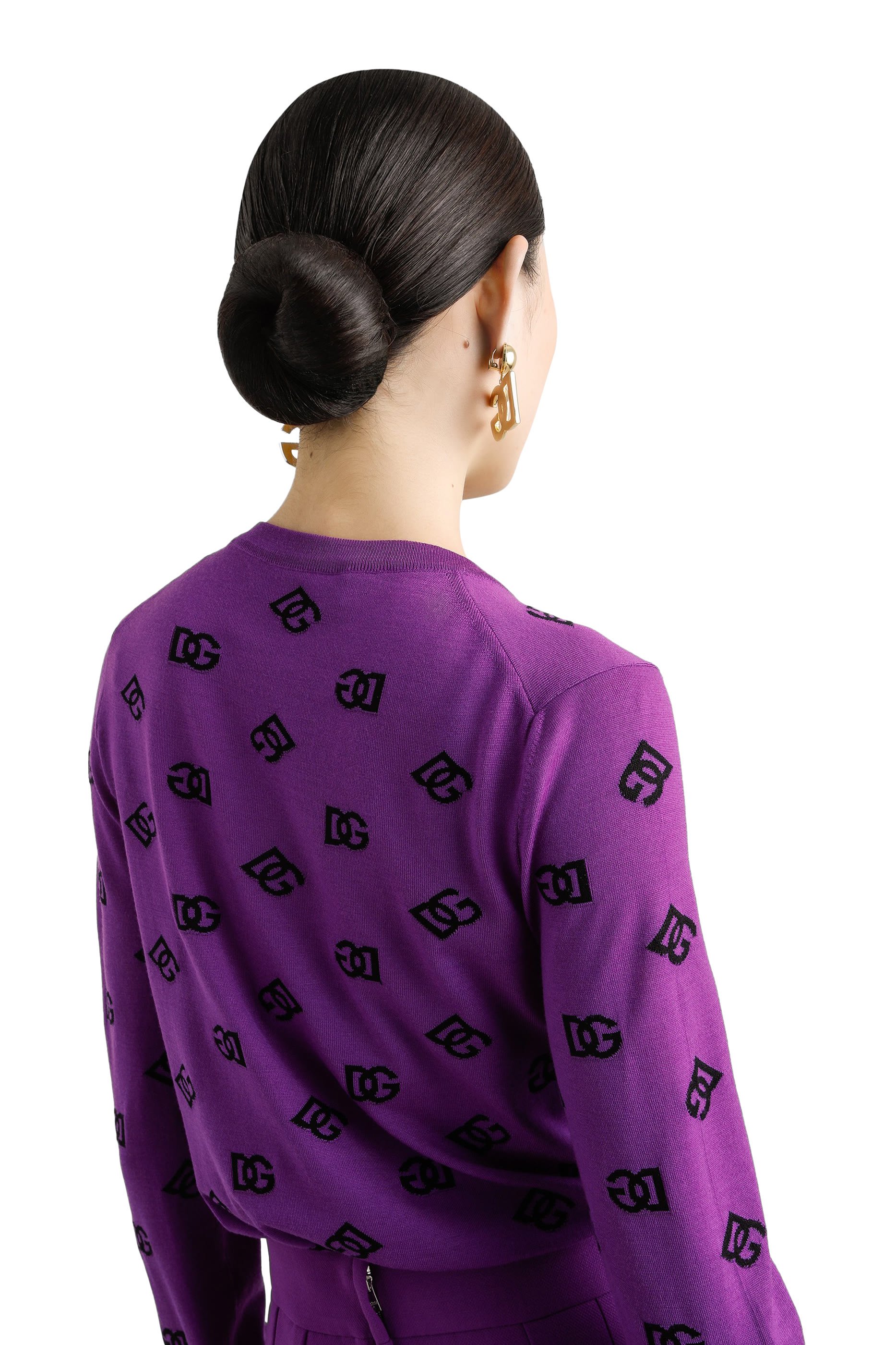 Contrasting DG Logo Wool and Silk Jacquard Sweater