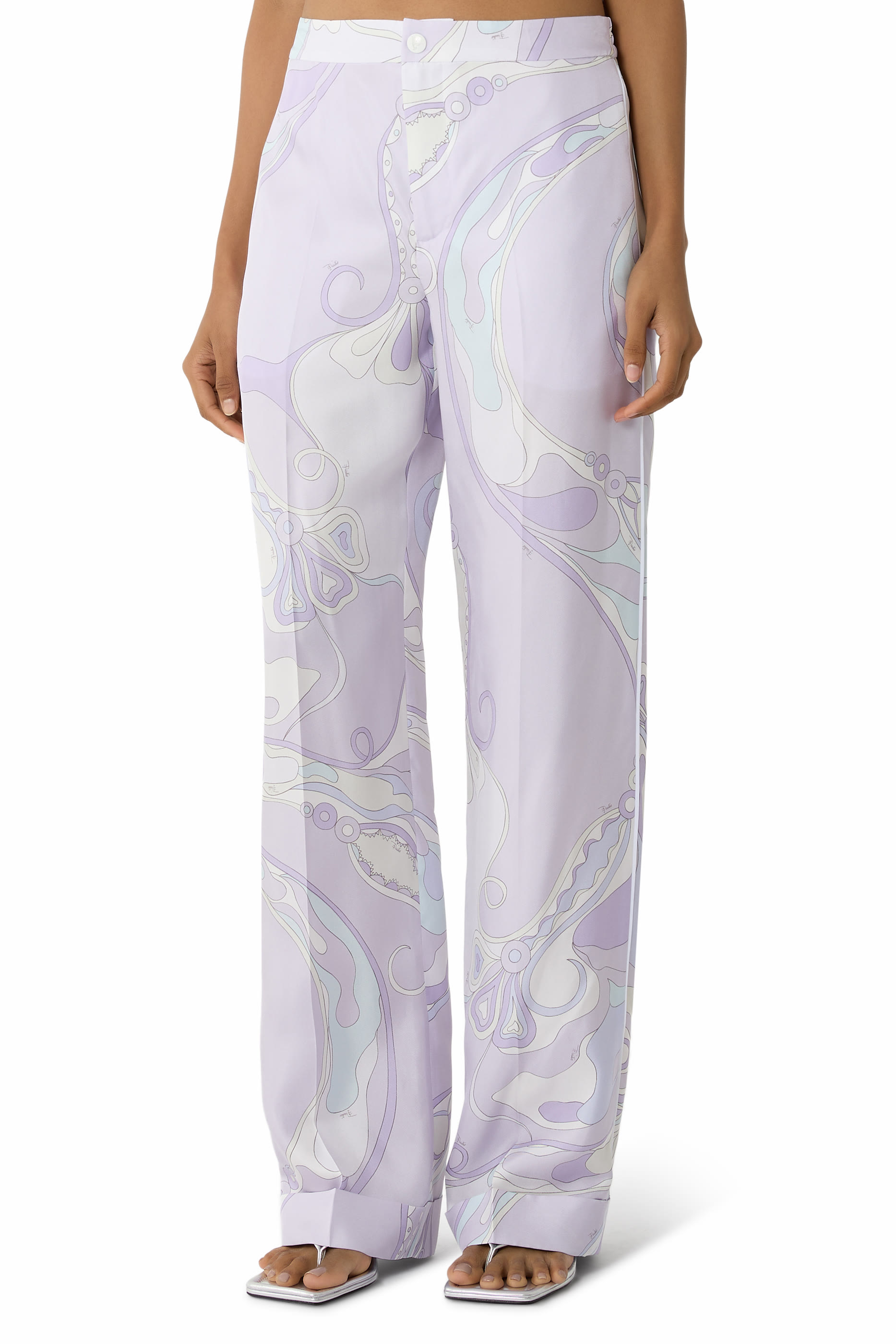 Orchidee Print Silk Pajama Trousers